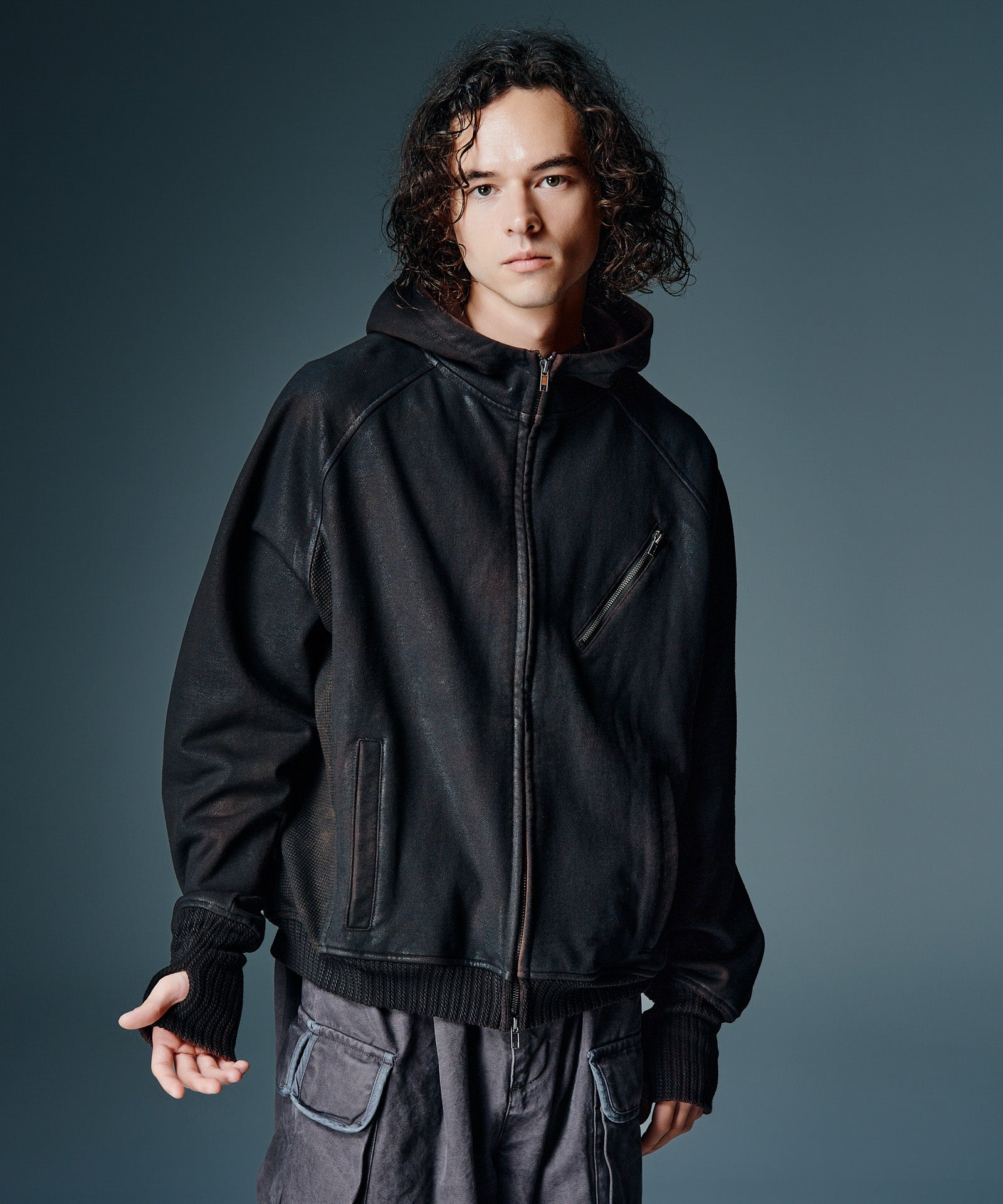 即完売品！ハンドニットフーディージャケット GB0126/AC07 : Knit Hoodie Snood / ニットフーディースヌード | glamb