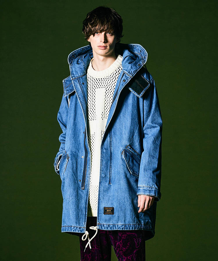 Denim High Neck Mods Coat