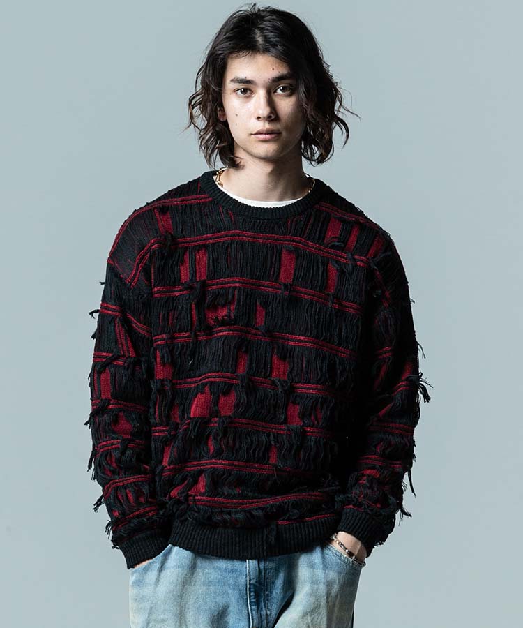 GB0323/KNT13 : Shred Border Knit / シュレッドボーダーニット