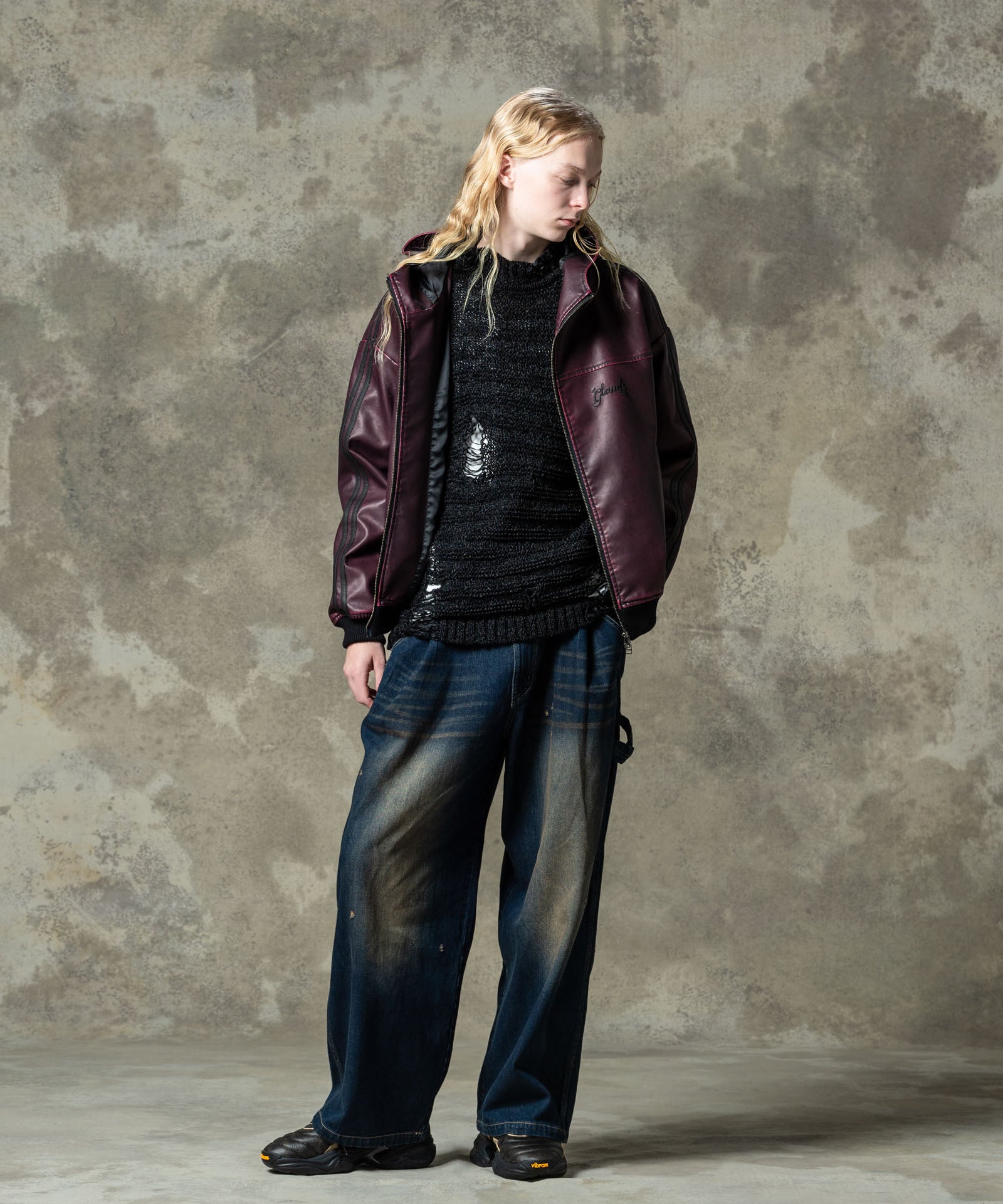 GB0125/AC02 : Crack Leather Sneakers / クラックレザースニーカー