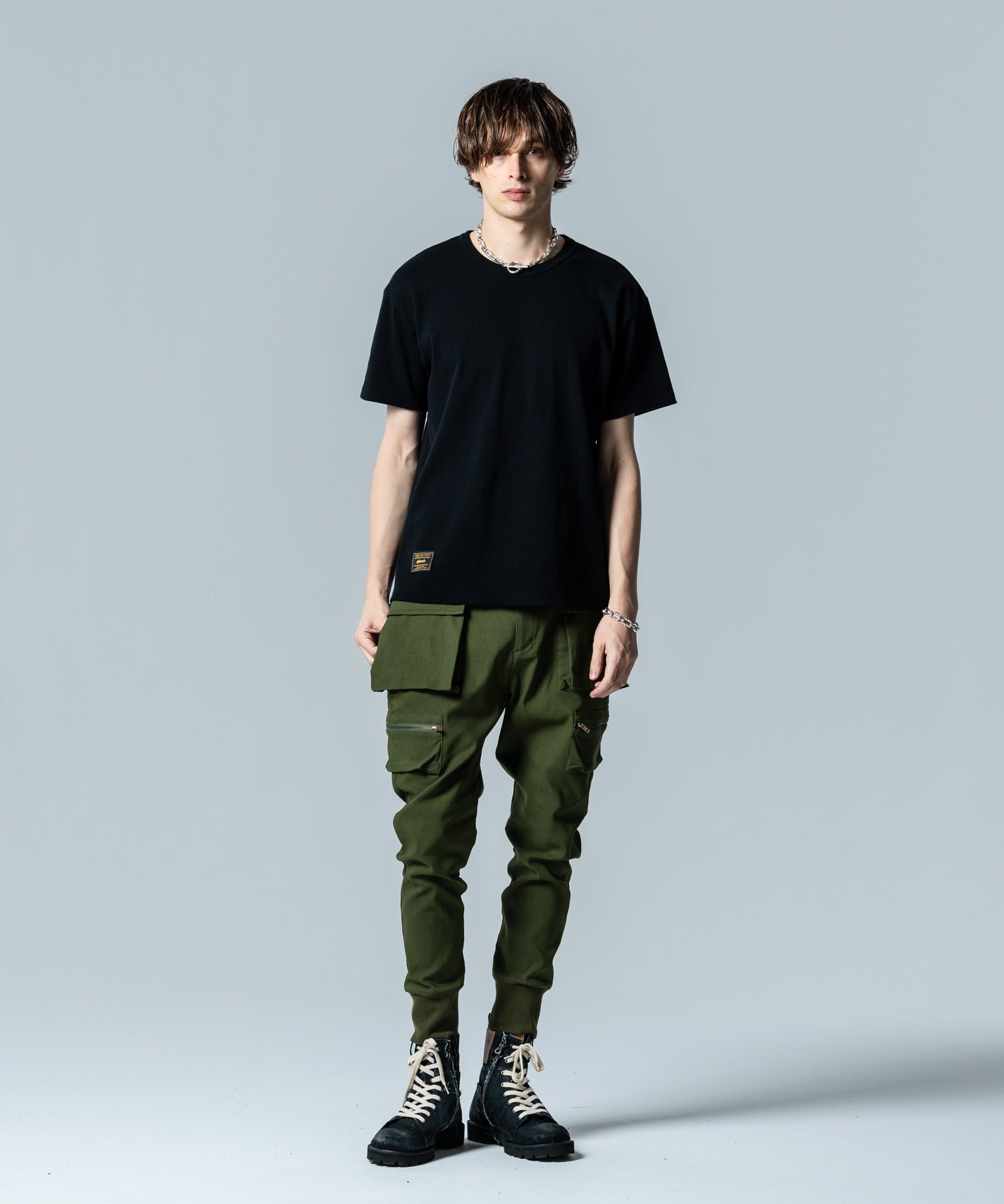 glamb / Tシャツ/S/コットン/BLK/プリント/GB0124/CS09 GB0125/CS16 : Spandex Simple T-Shirt / スパンデックスシンプルT