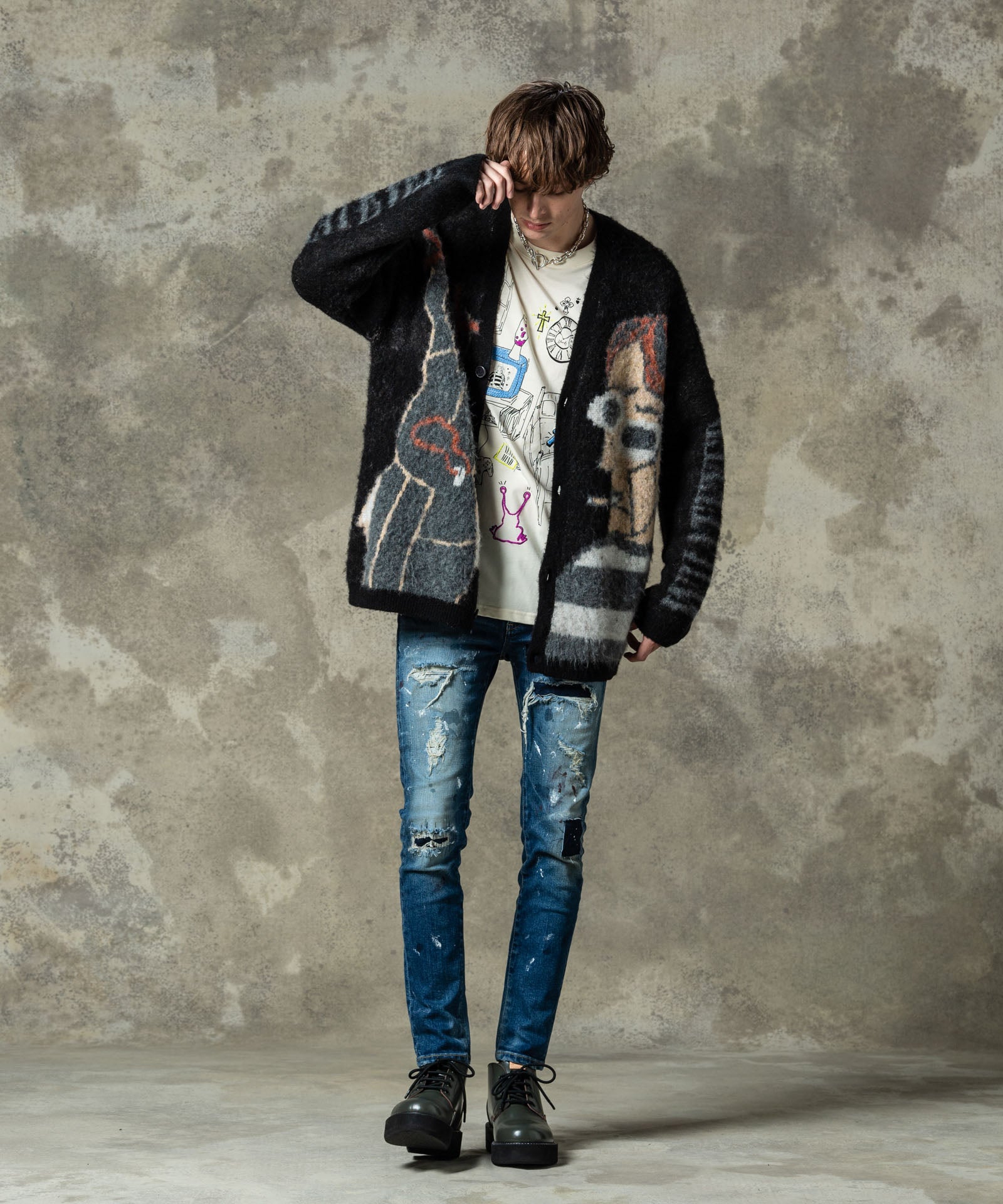 IENA VACHEMENT ヴァシュモン グログランパーカ ネイビー GB0125/KNT02: Weeping Man Cardigan | glamb Online Store | ブランド