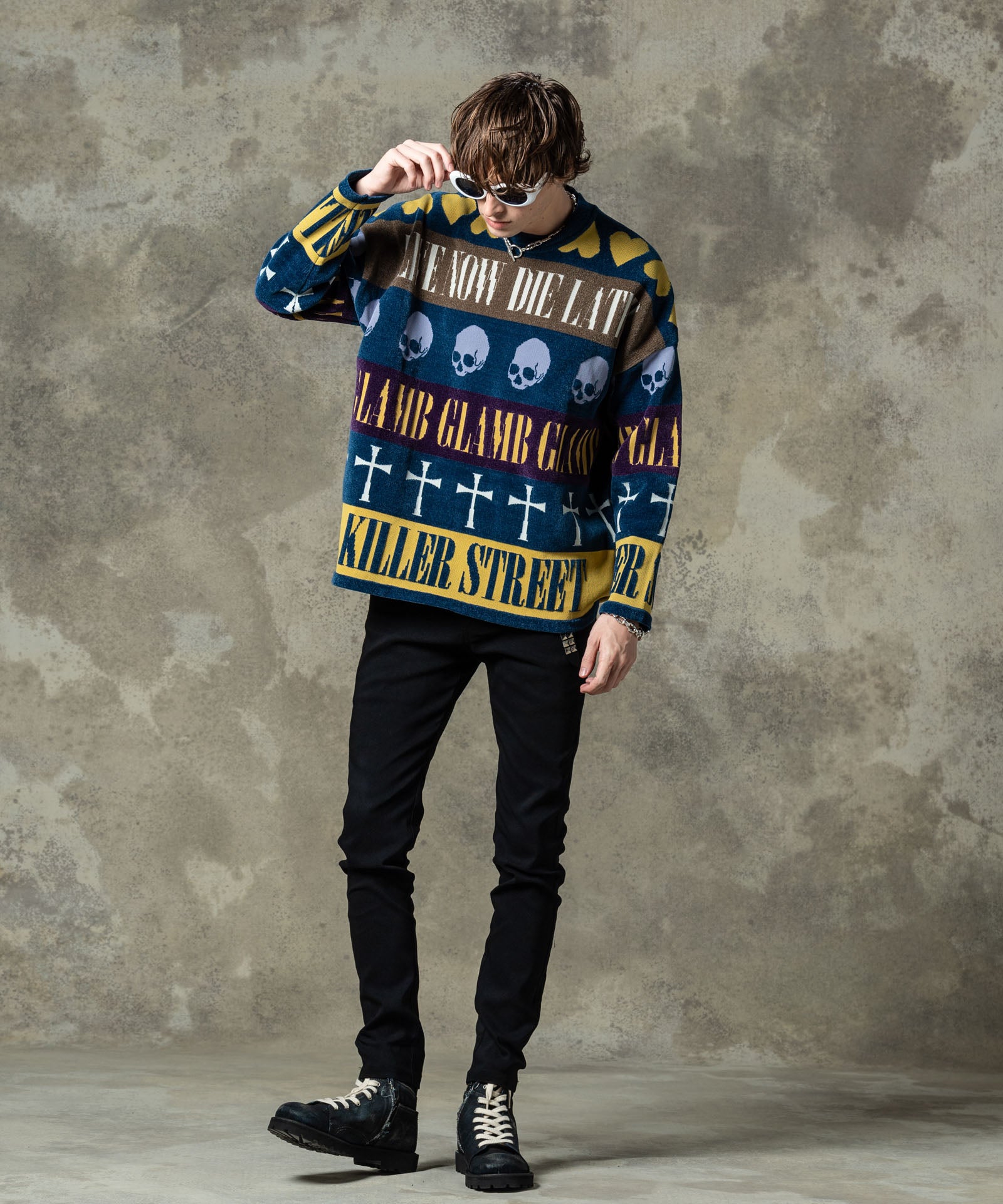 GB0125/KNT04 : Grunge Symbols Pullover Knit / グランジシンボルプル