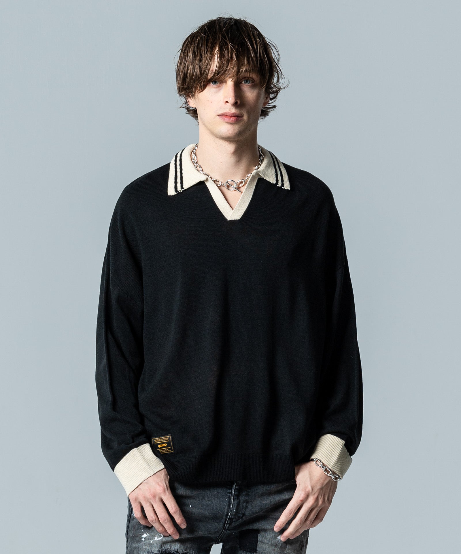 GB0125/KNT08 : Line Skipper Collar Knit / ラインスキッパーカラー