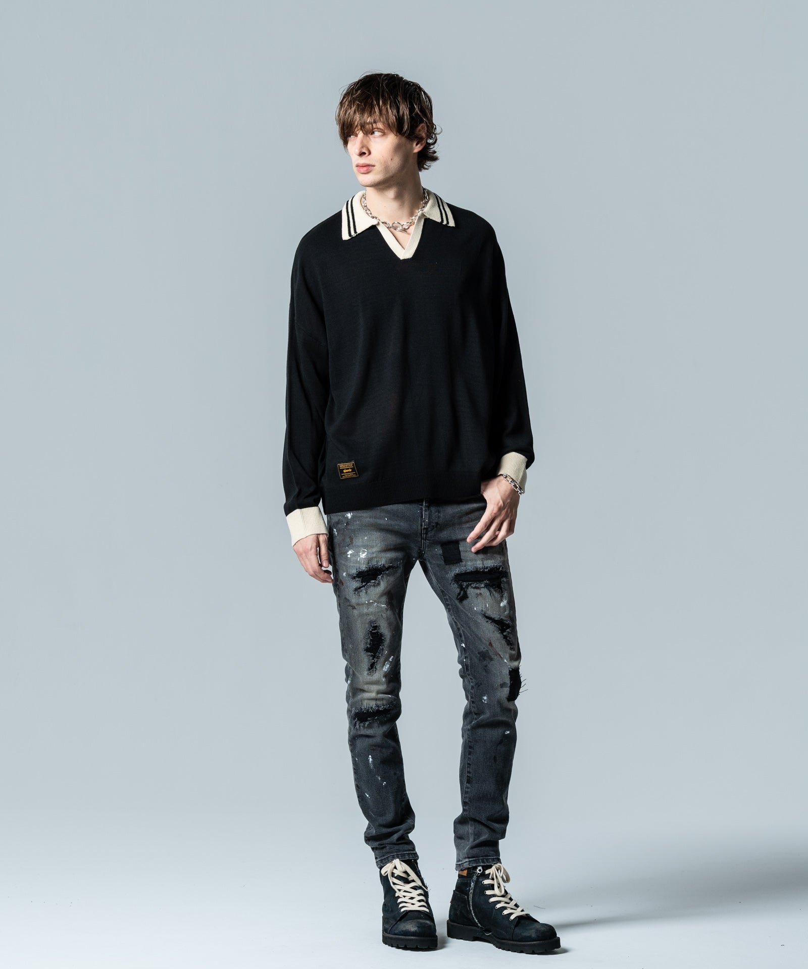GB0125/KNT08 : Line Skipper Collar Knit / ラインスキッパーカラー