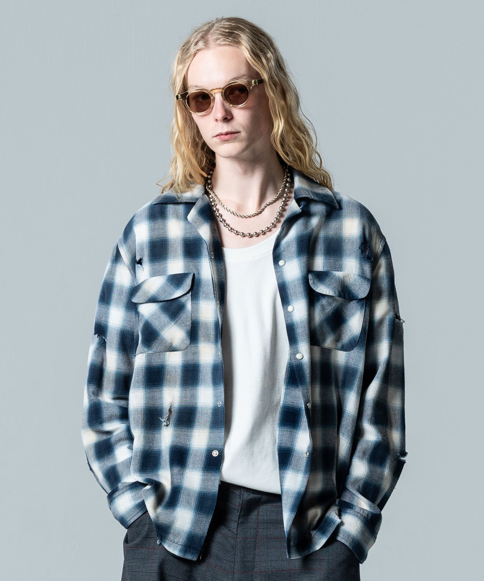 GB0125/SH09 : Damage Check Shirt / ダメージチェックシャツ