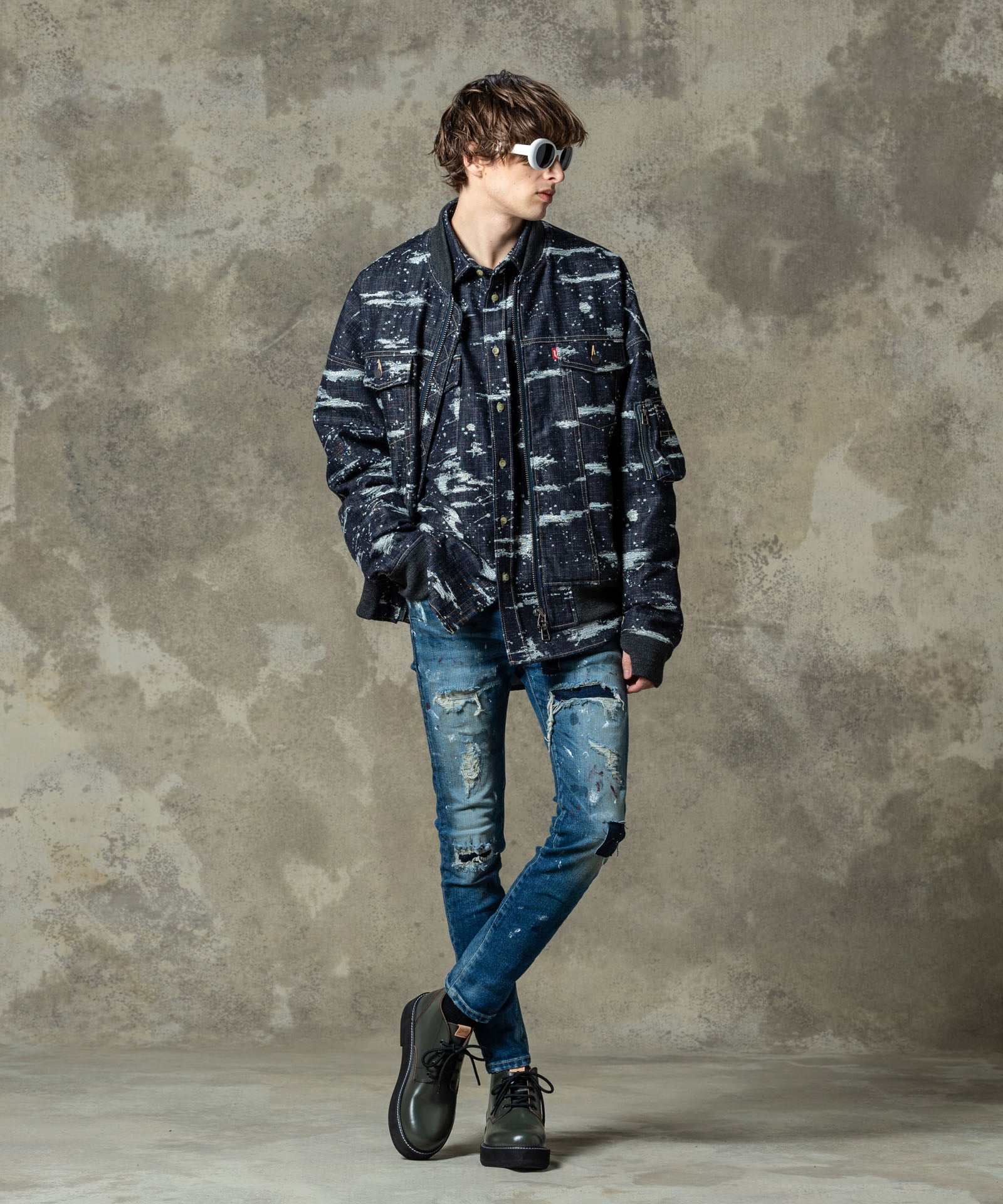 GB0125/SH11 : Splash Jacquard Denim Shirt / スプラッシュ