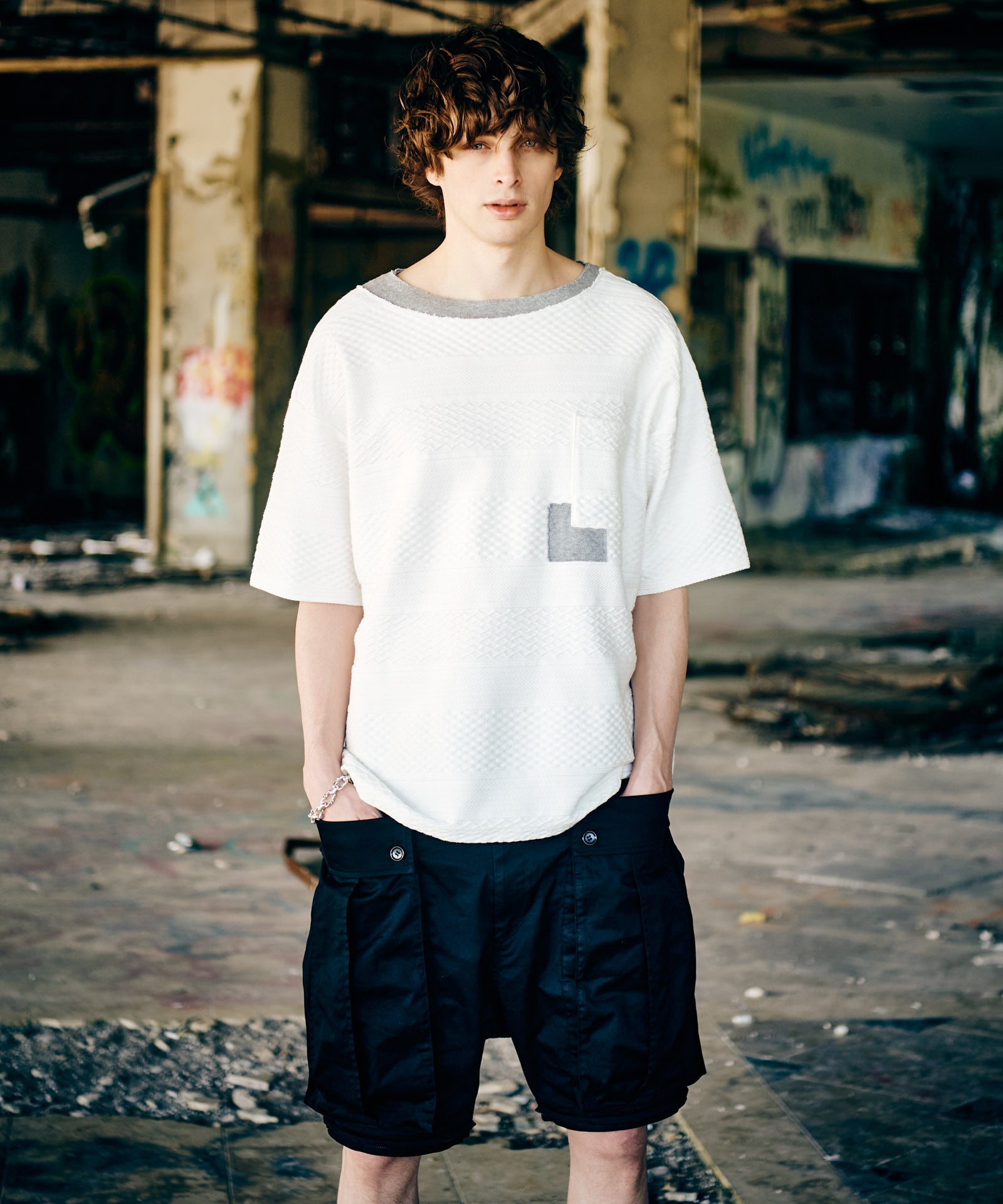 GB0225/CS13 : Boat Neck Layered T-Shirt / ボートネックレイヤードT
