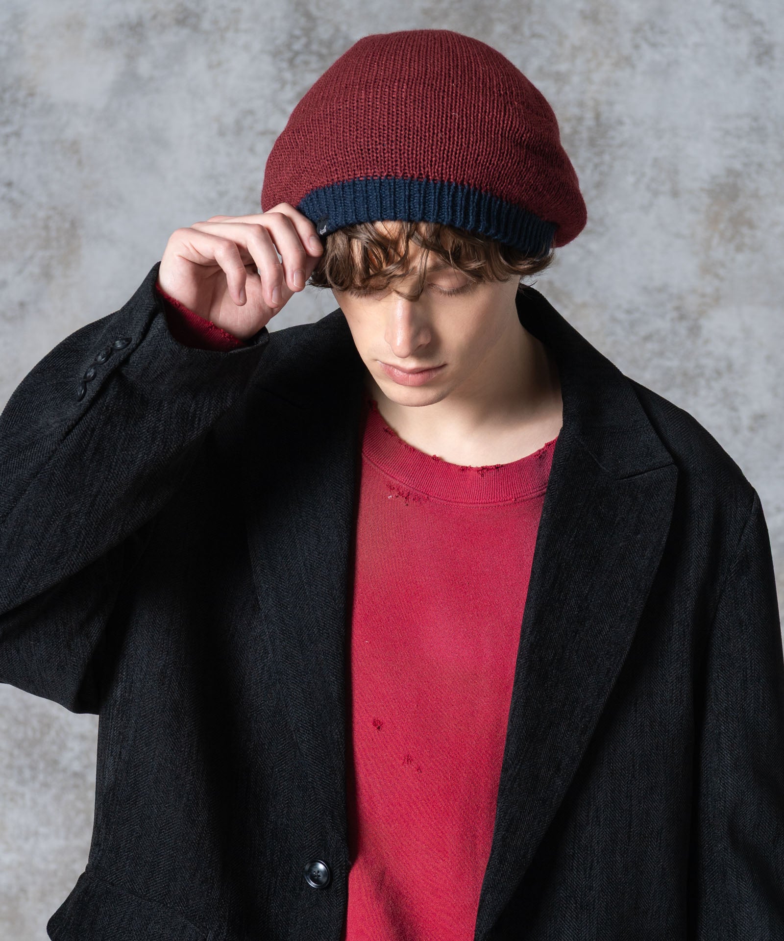 新品未使用 リバーシブル ベレー帽 黒 グラム glamb GB0325/CP05 : Reversible Knit Beret / リバーシブルニットベレー