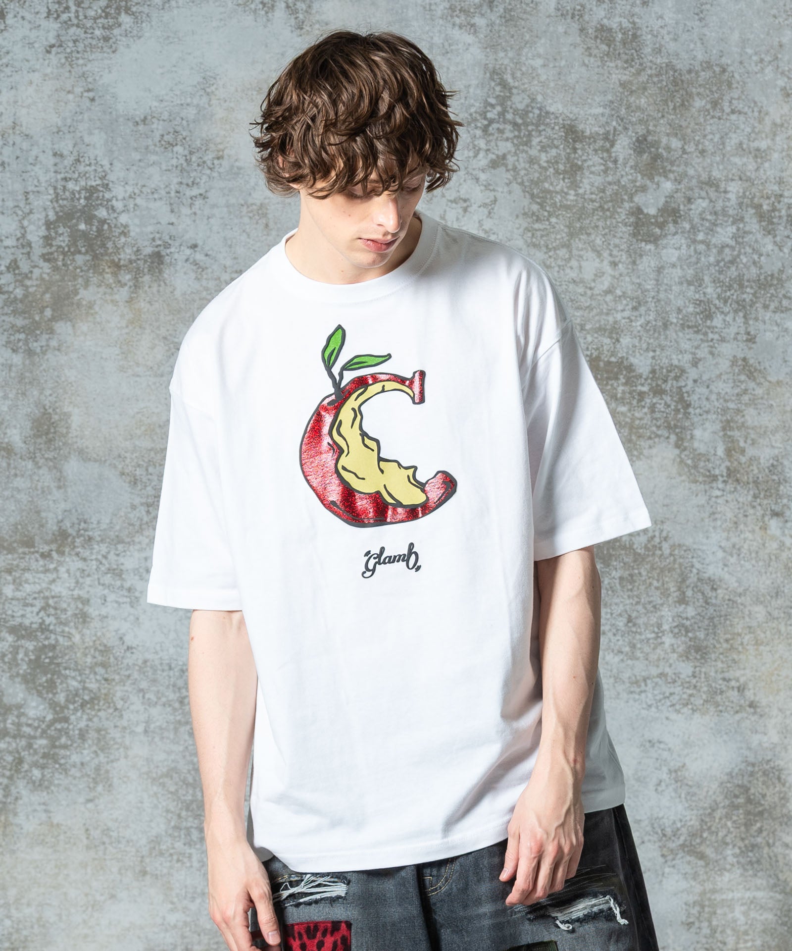 Glitter Eaten Apple T-shirt / グリッターイートゥンアップルＴシャツ
