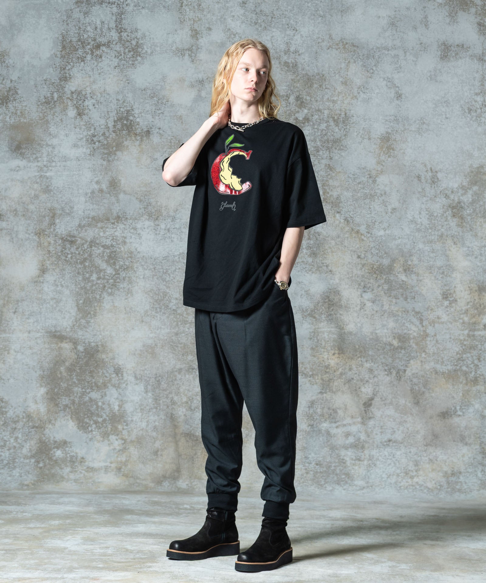 【glamb】★★アップルスタジオ★★ GB0325/CS06 : Glitter Eaten Apple T-shirt / グリッターイートゥン