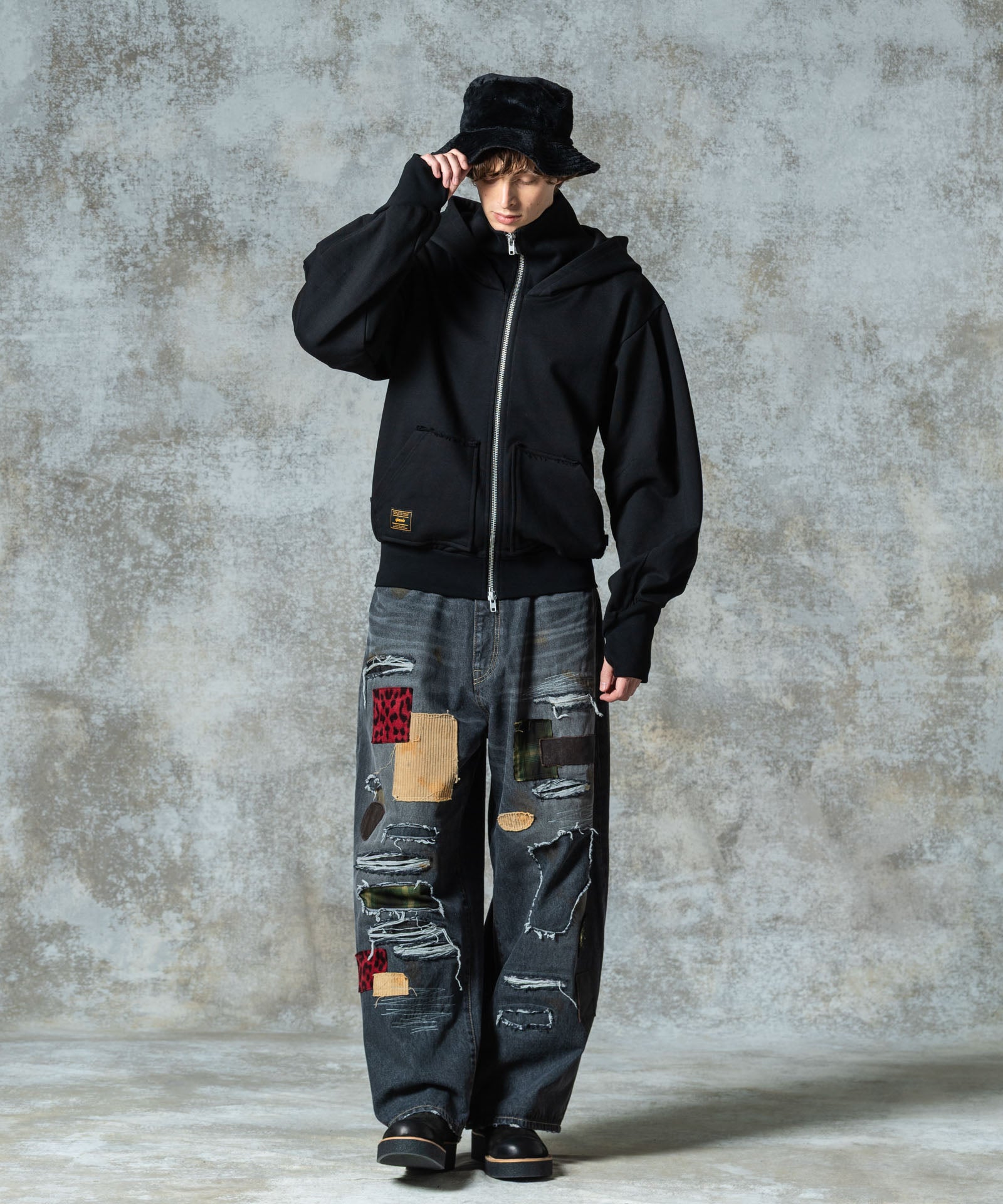 GB0325/CS09 : Layered Neck Hoodie / レイヤードネックフーディ