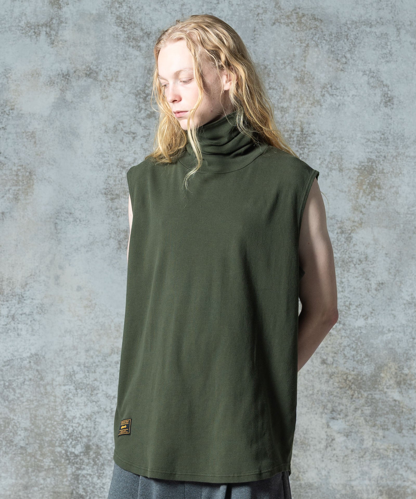 最新作 タングラム モックネック グリーン 冷感 ストレッチ ハイネック タングラムゴルフ tangramモックネック M STRETCH FIT LOGO MOCKNECK