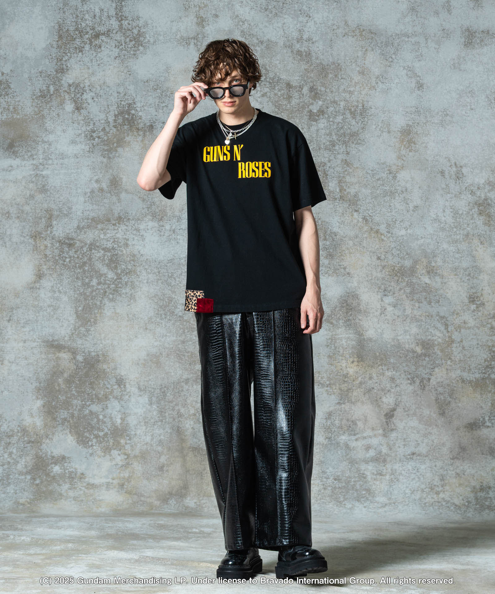 GB0325/P09 : Synth Leather Baggy Slacks / シンセレザーバギー