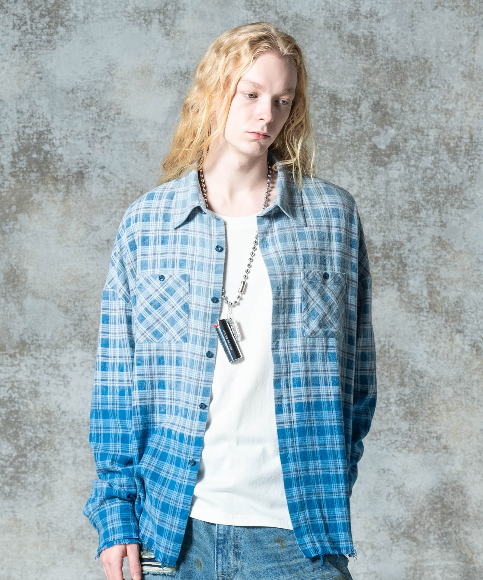 GB0325/SH02 : Bleach Check Shirt / ブリーチチェックシャツ | glamb