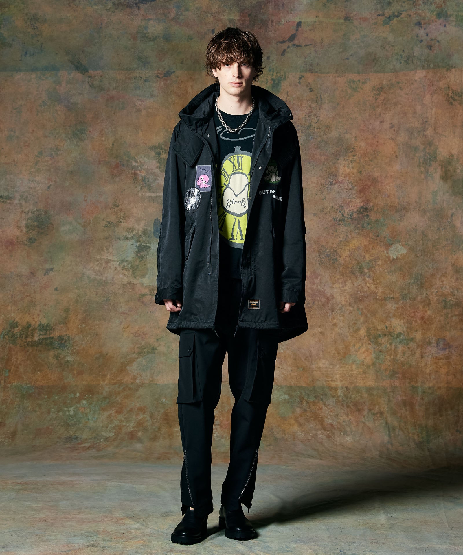 GB0424/JKT05 : Emblem High Neck Mods Coat / エンブレムハイネック