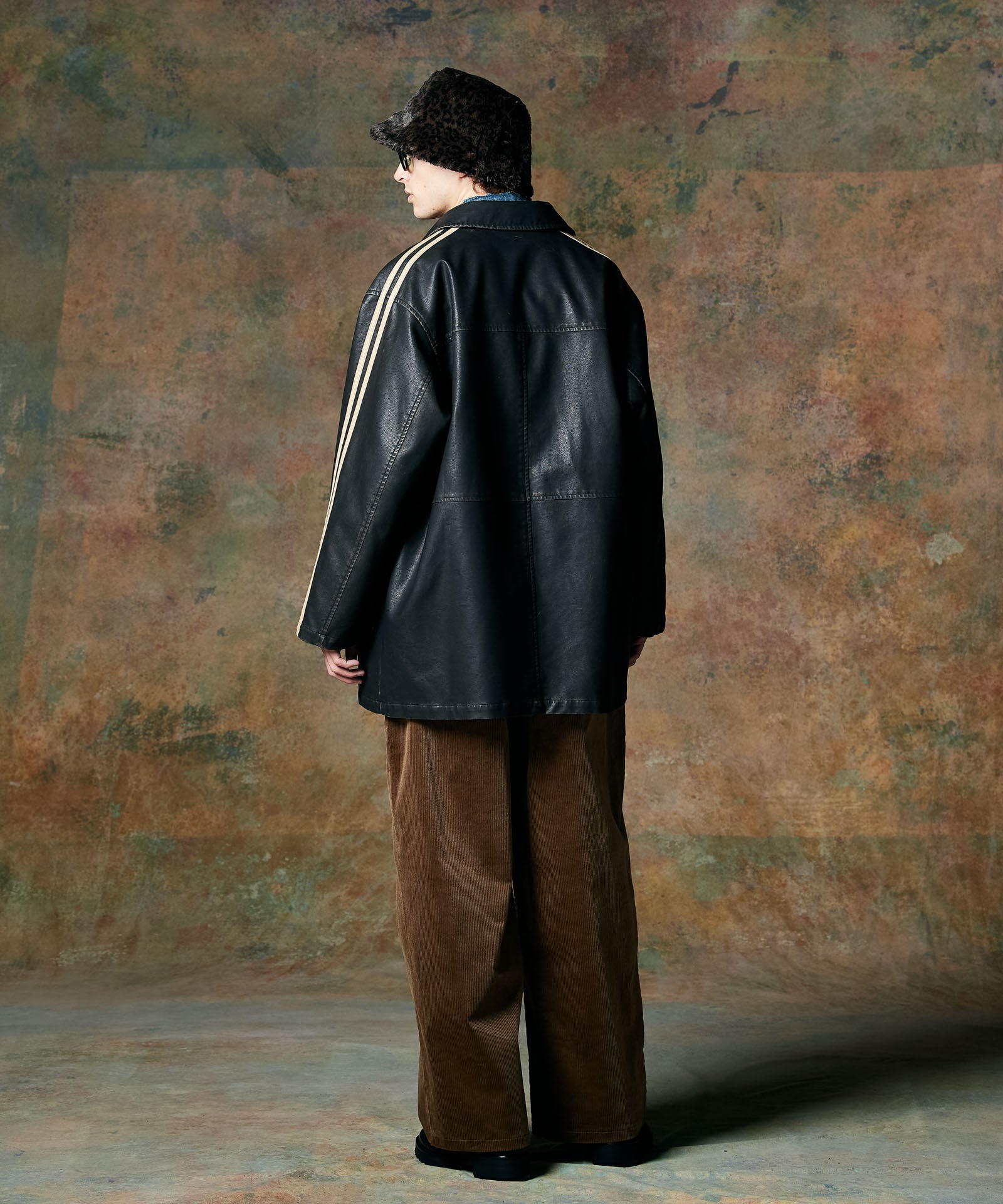 GB0424/JKT06 : Synth Leather Line Coat / シンセレザーラインコート