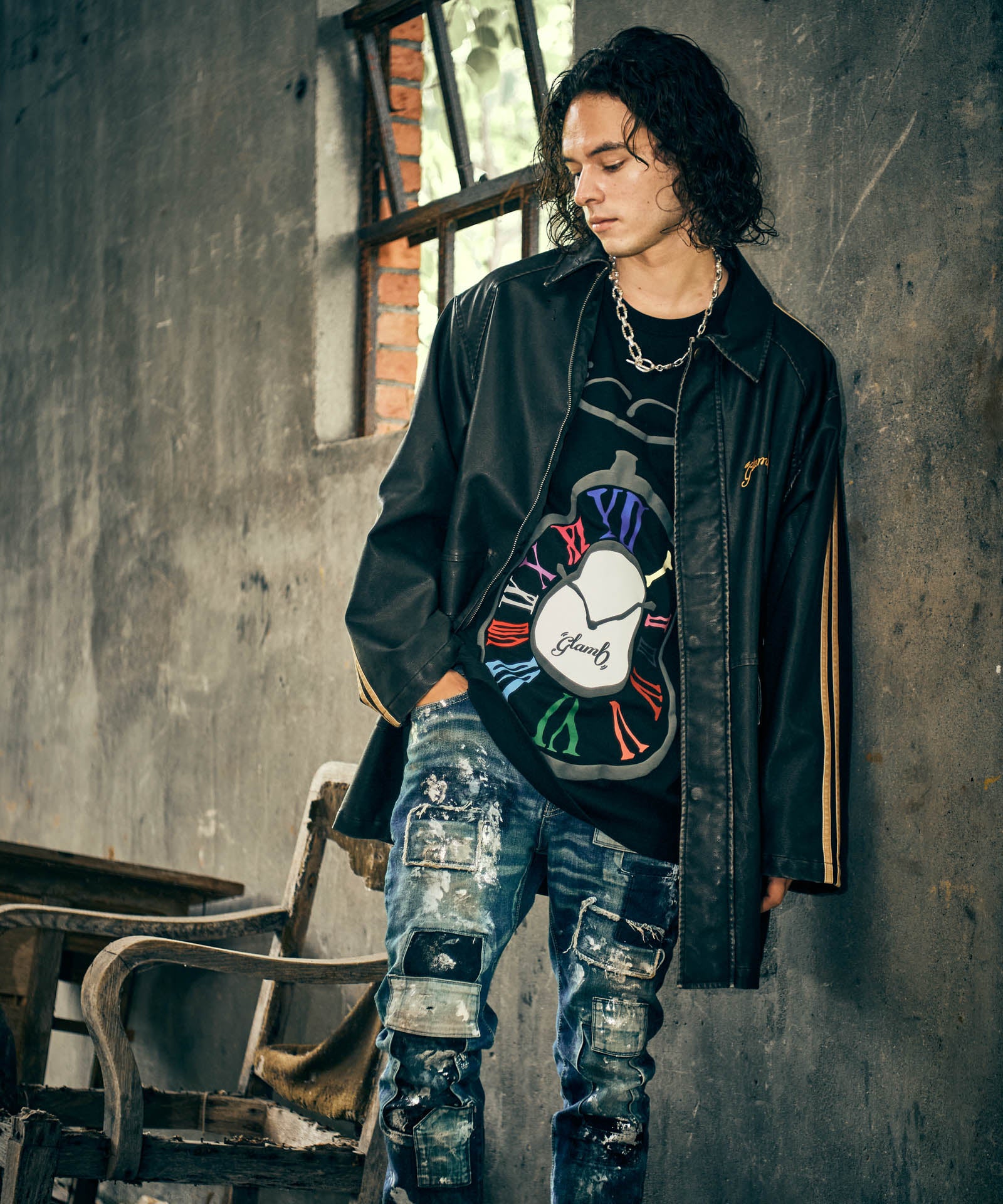 GB0424/JKT06: Synth Leather Line Coat / Synth Celether Line Coat