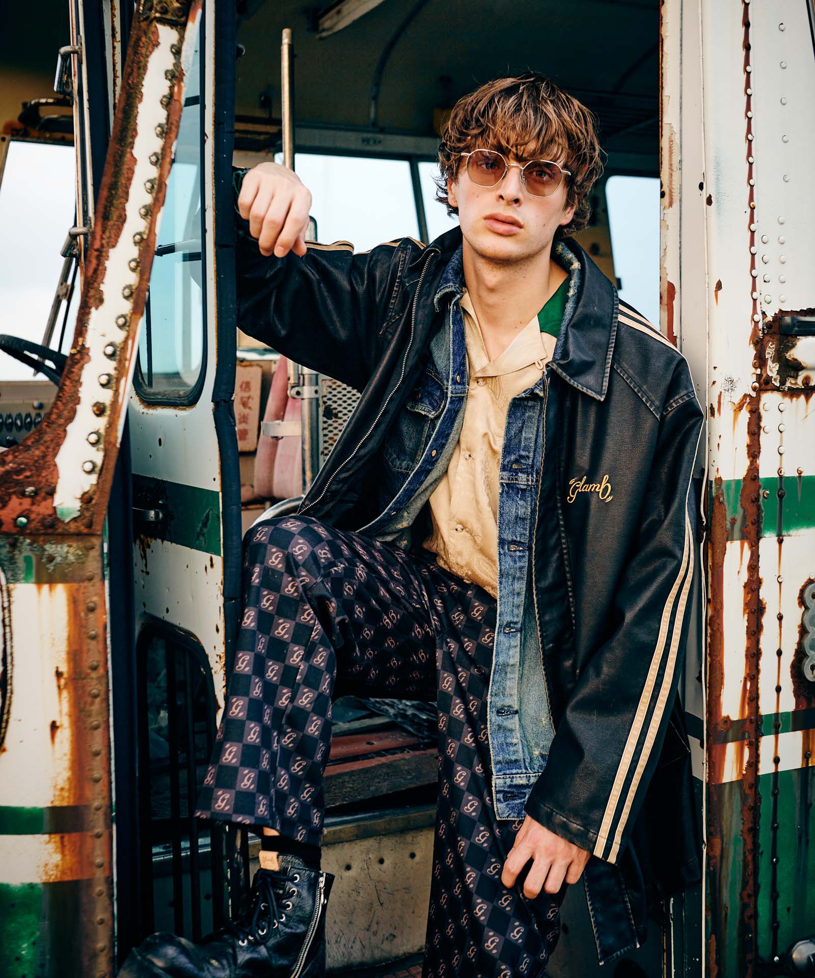 GB0424/JKT06 : Synth Leather Line Coat / シンセレザーラインコート