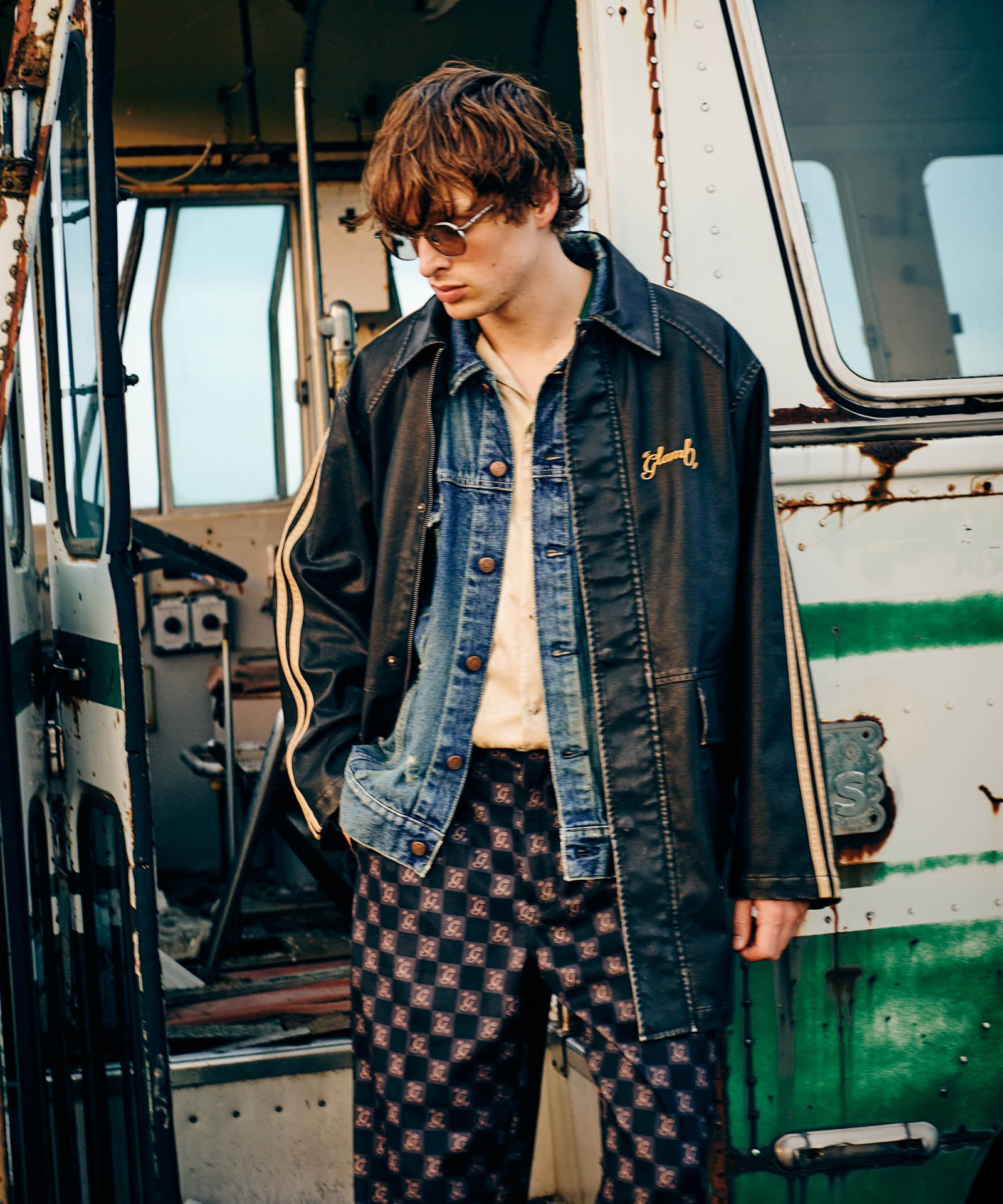 GB0424/JKT06 : Synth Leather Line Coat / シンセレザーラインコート