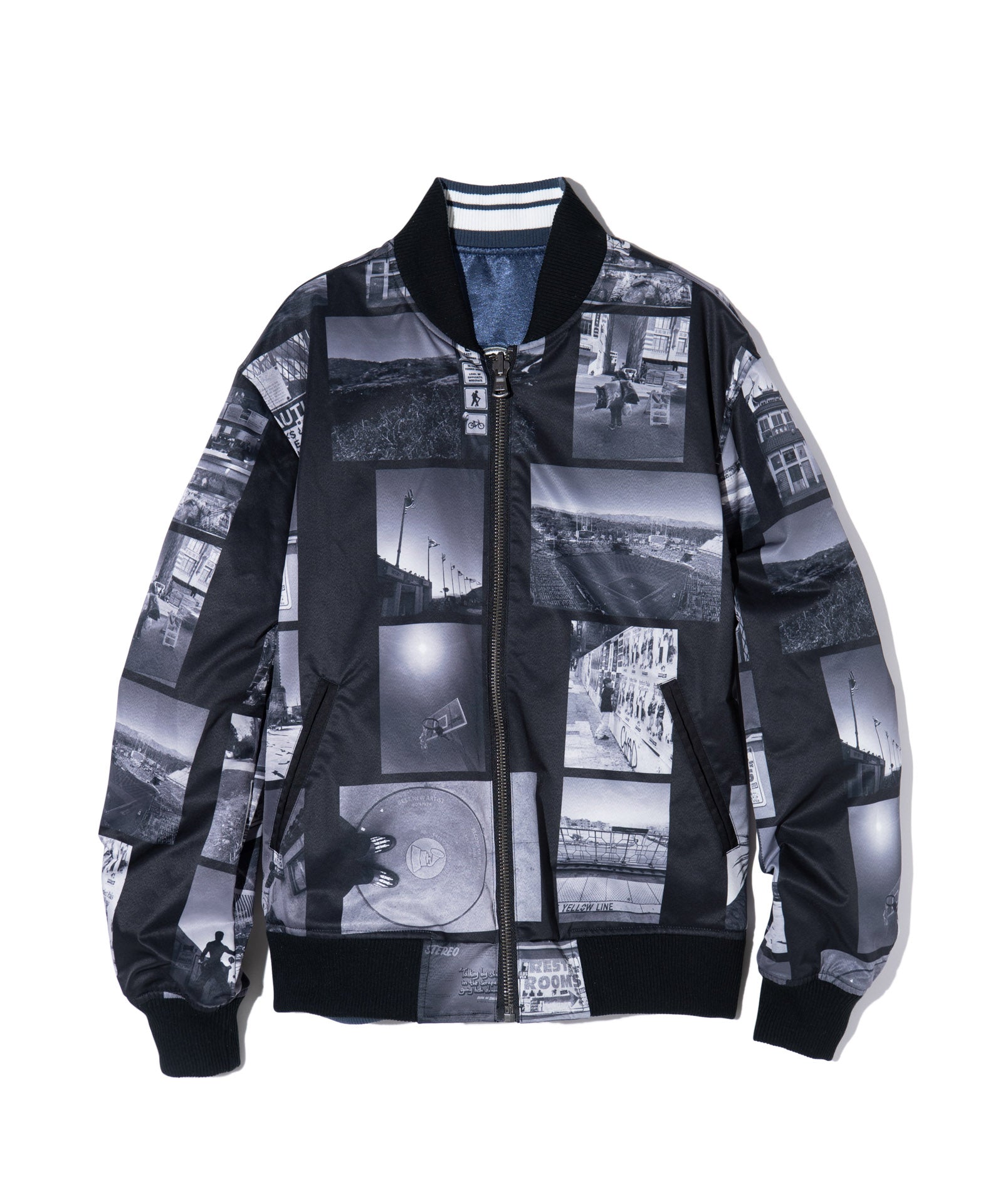 glamb カリフォルニアスカジャン 青/銀・黒別珍リバーシブル L グラム glamb カリフォルニアスカジャン 青/銀・黒別珍リバーシブル L グラム