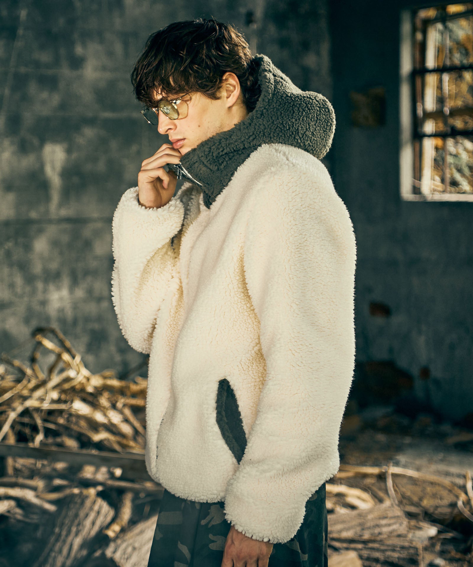 GB0424/JKT18 : Big Hood Boa Jacket / ビッグフードボアジャケット