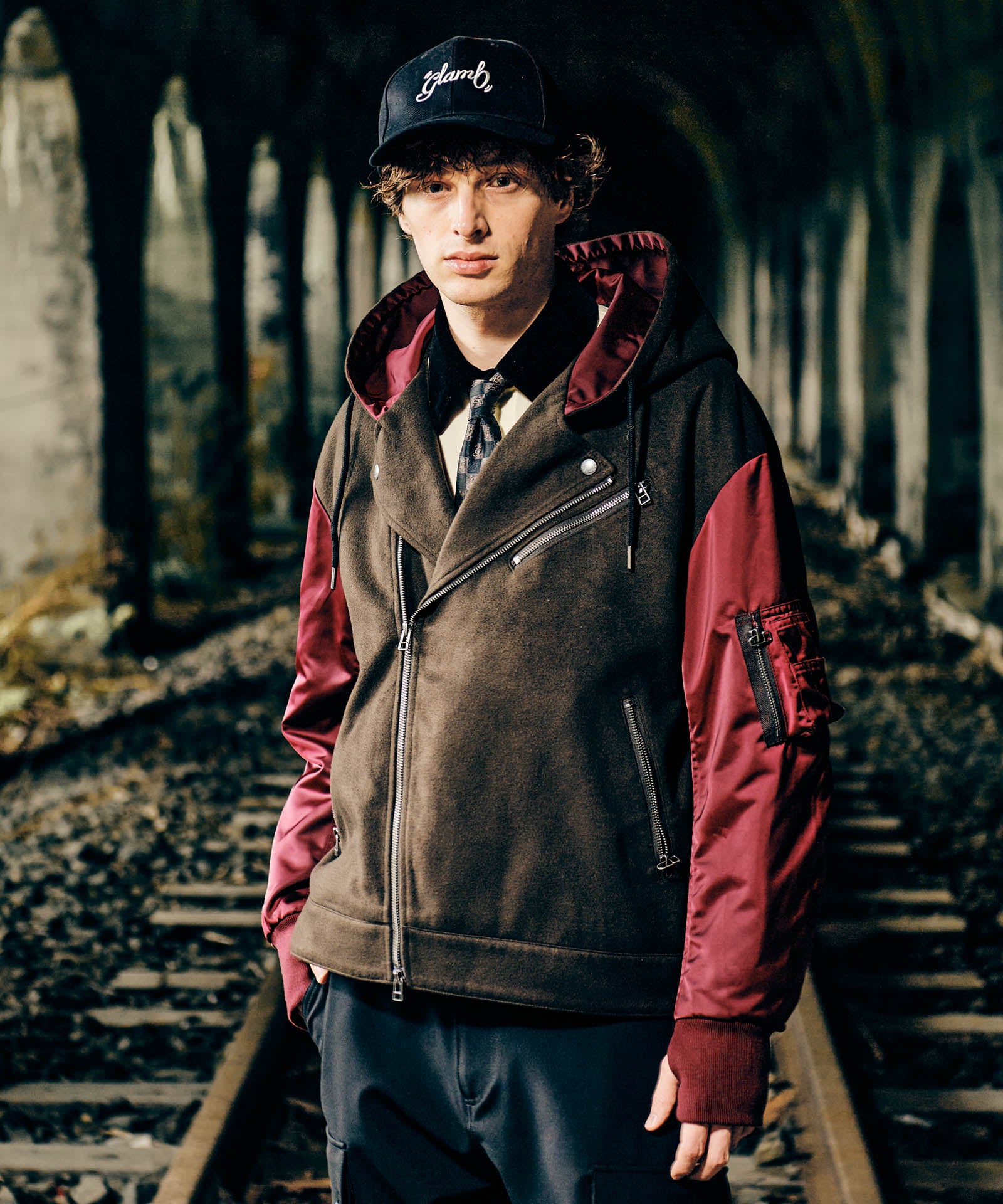 定価から2万以上値引きglamb コンビネーションフードライダースジャケット GB0424/JKT19 : Combination Hood Riders Jacket / コンビネーション