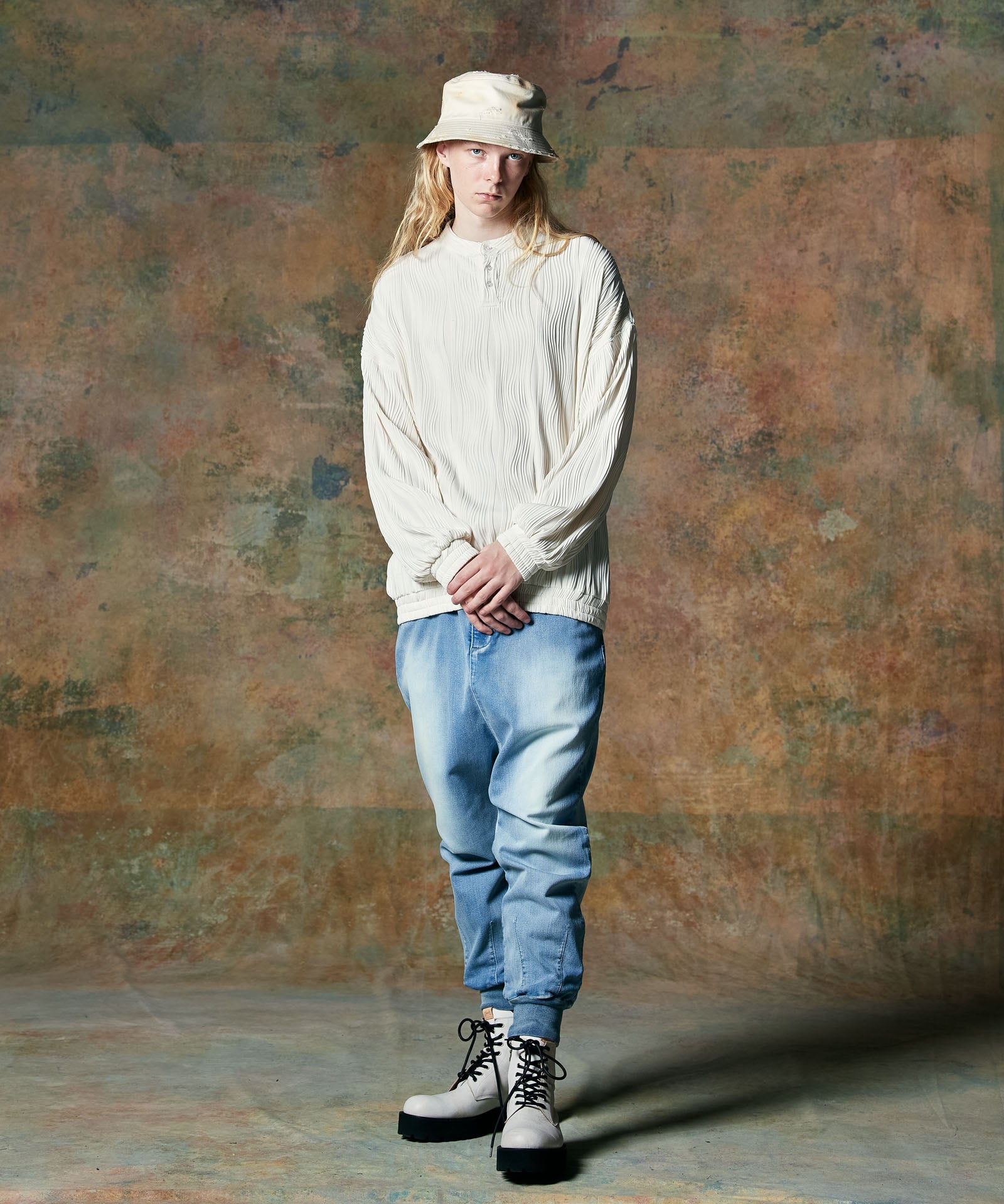 glamb アンプラグドサルエルデニム GB0424/P11 : Knit Sarrouel Denim / ニットサルエルデニム