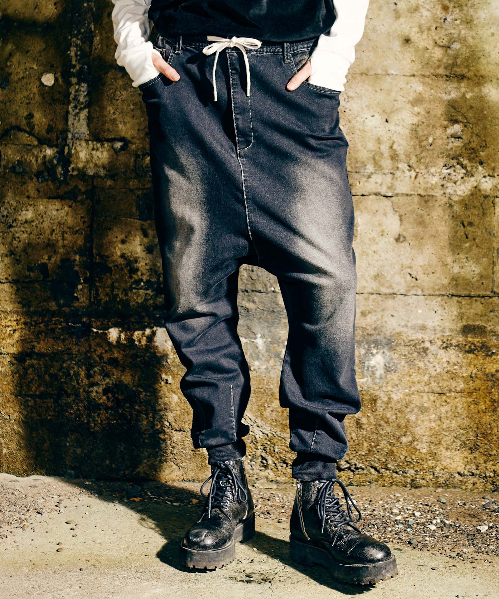 GB0424/P11 : Knit Sarrouel Denim / ニットサルエルデニム | glamb