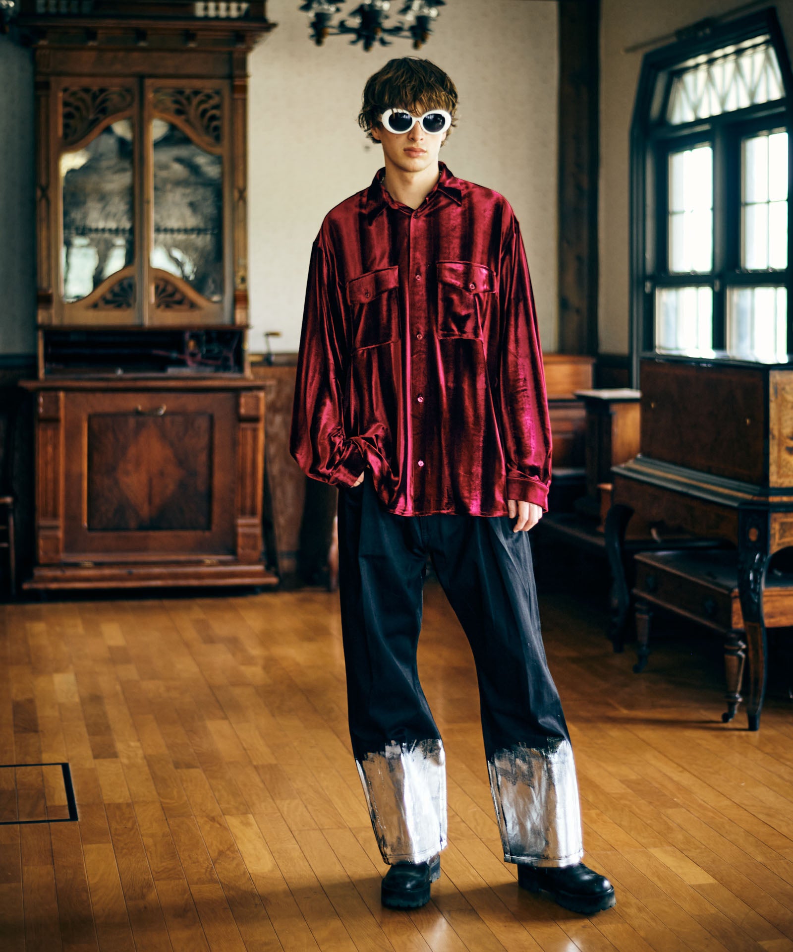 GB0424/P12 : Silver Coat Wide Denim / シルバーコートワイドデニム