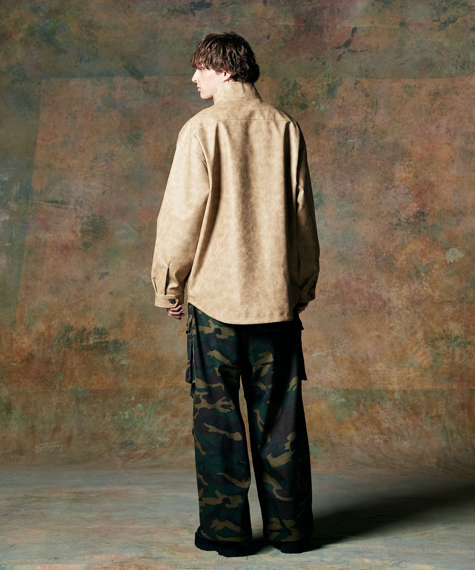 GB0424/SH02 : High Neck Leather Shirt / ハイネックレザーシャツ