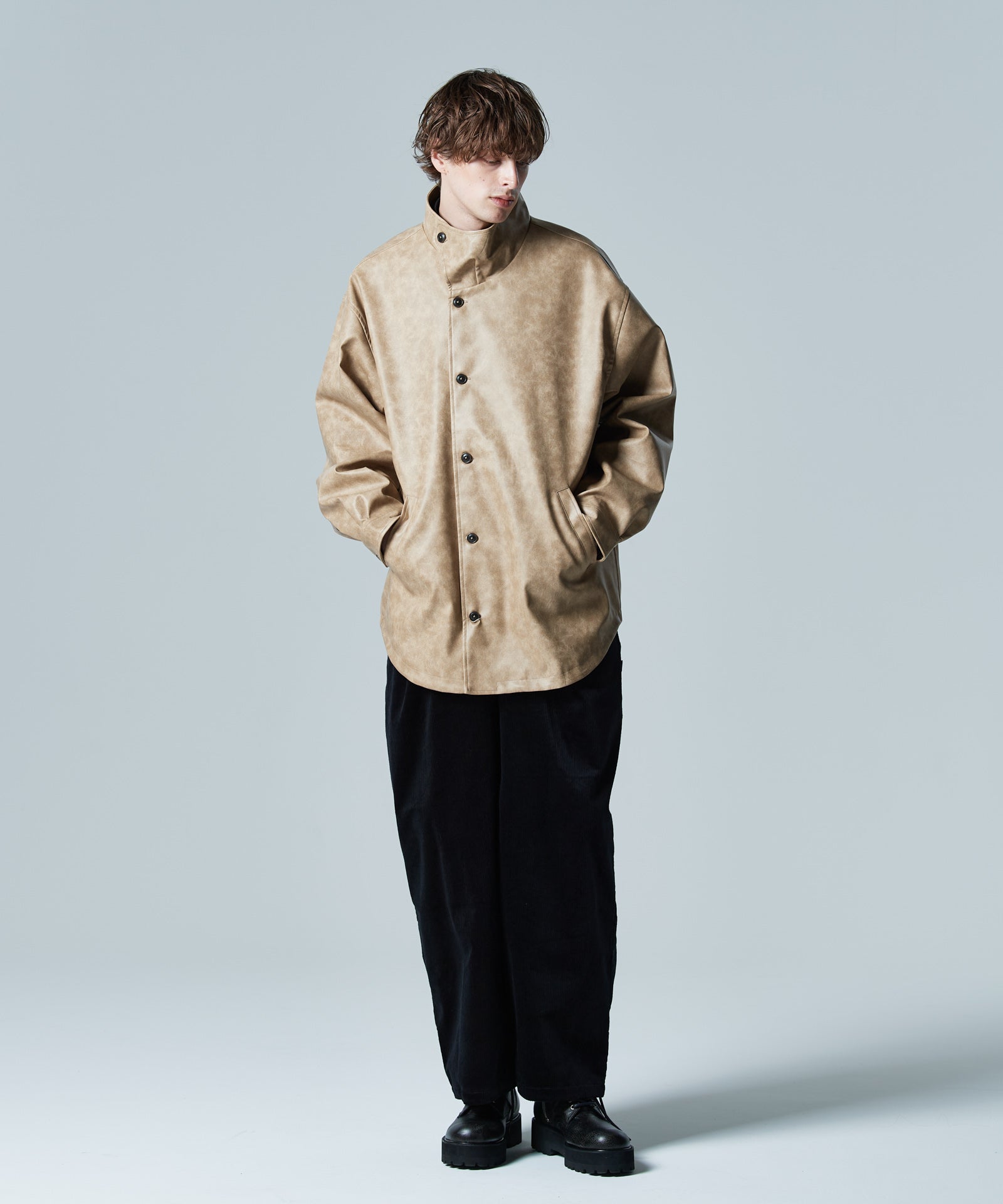 GB0424/SH02 : High Neck Leather Shirt / ハイネックレザーシャツ