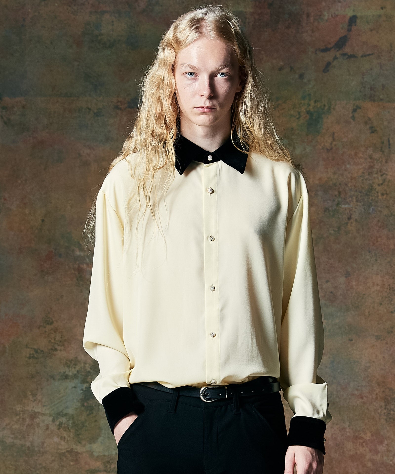 GB0424/SH06 : Velvet Collar Shirt / ベルベットカラーシャツ | glamb