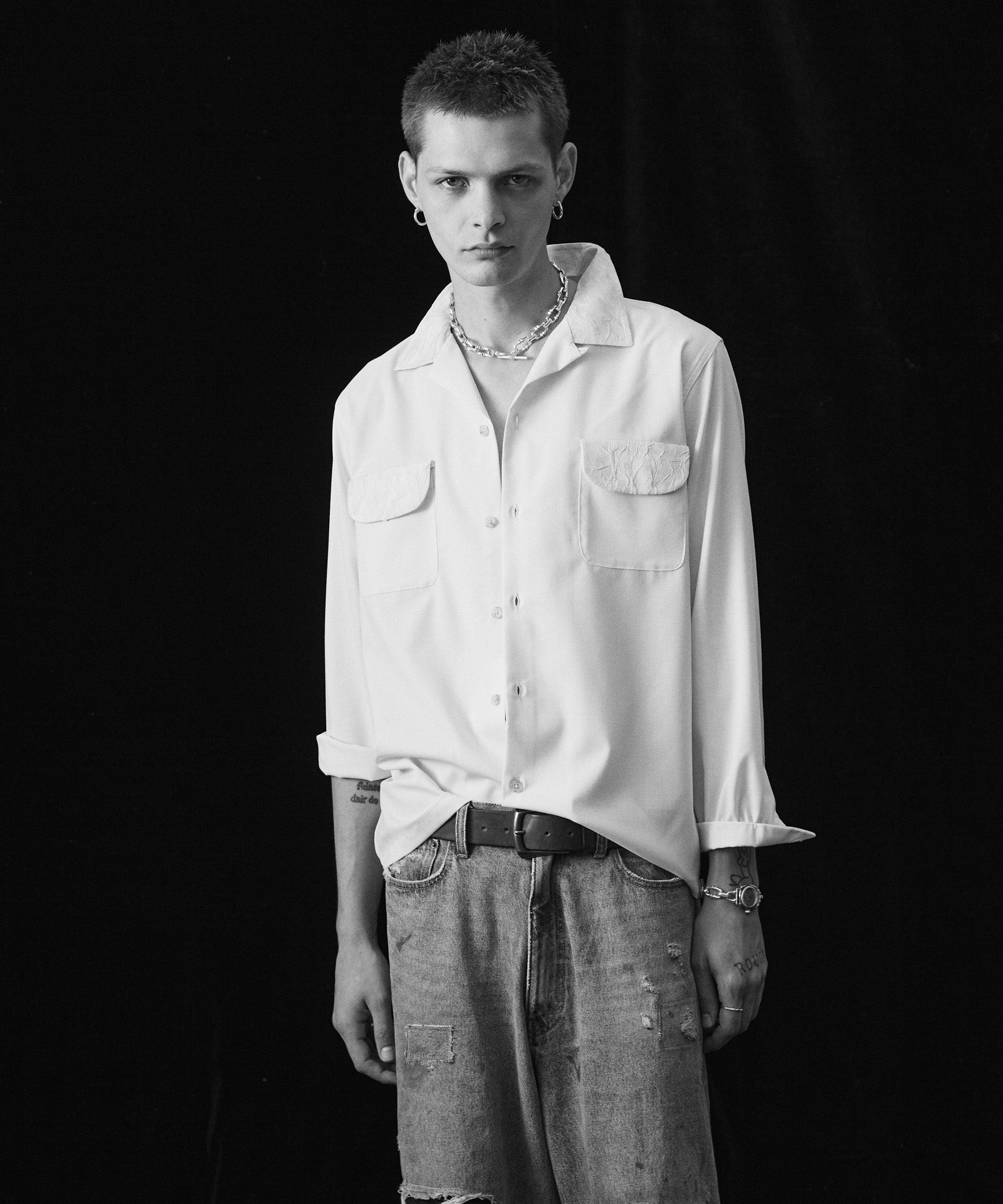 GB0425/BN07 : Blue Noise Open Collar Shirt / ブルーノイズオープン