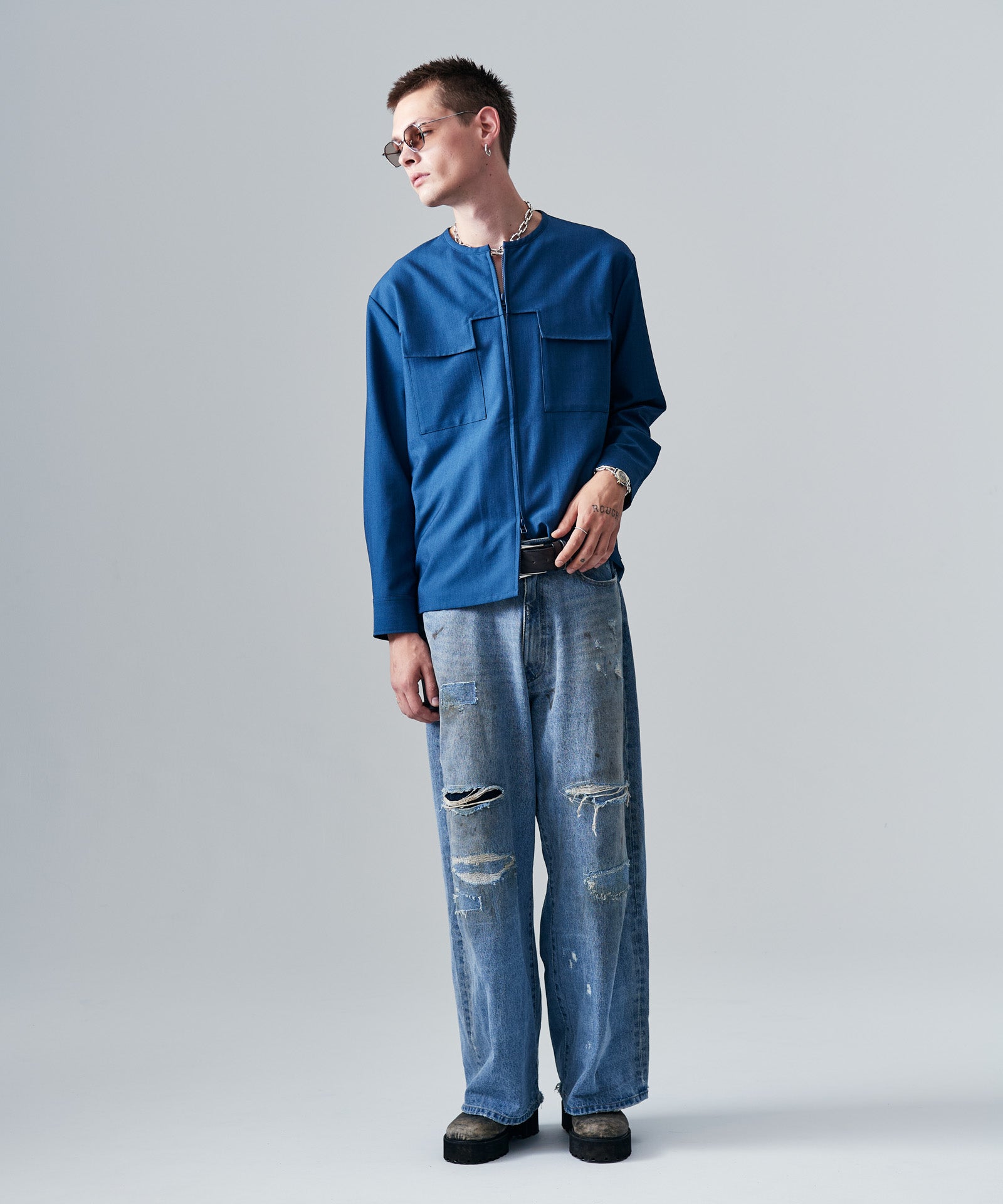 RBS ブルーシャツ RAGEBLUE（レイジブルー） シャツ 80TC Broad Check Over Shirt