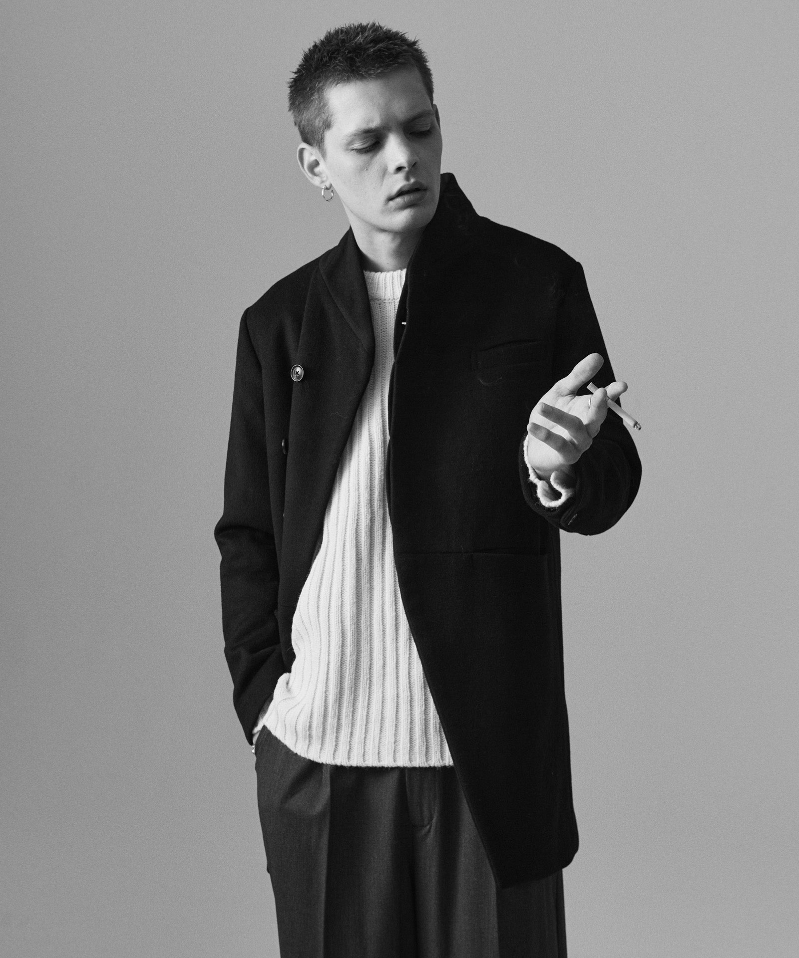 GB0425/BN02 : Blue Noise Stand Collar Coat / ブルーノイズスタンド