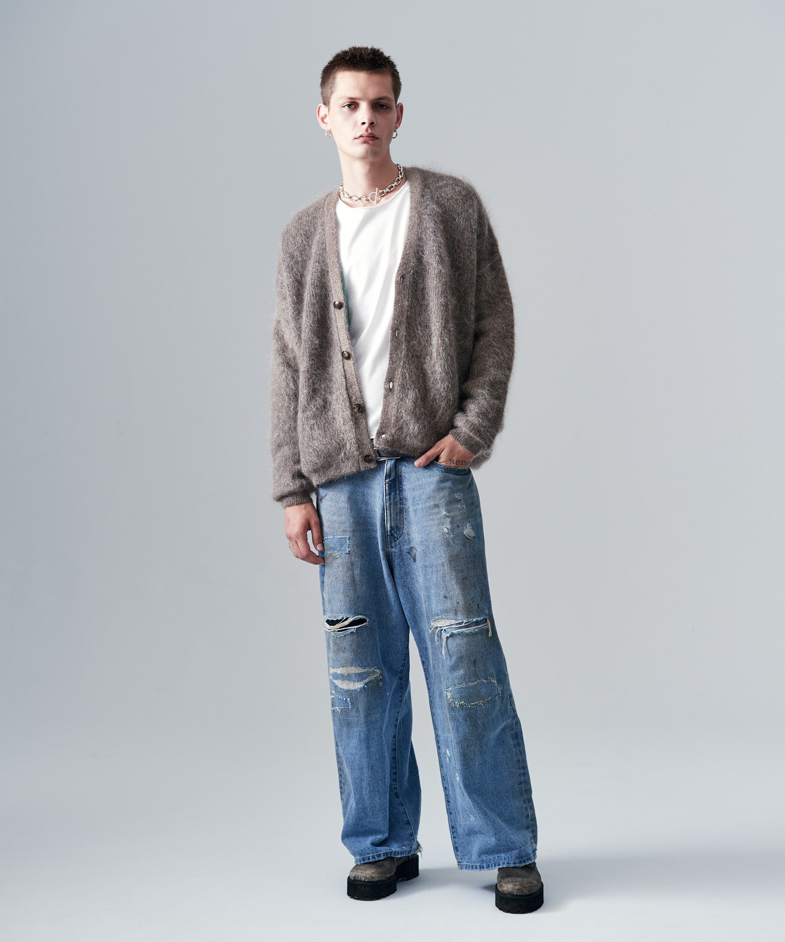 GB0425/BN04 : Blue Noise Mohair Cardigan / ブルーノイズモヘア