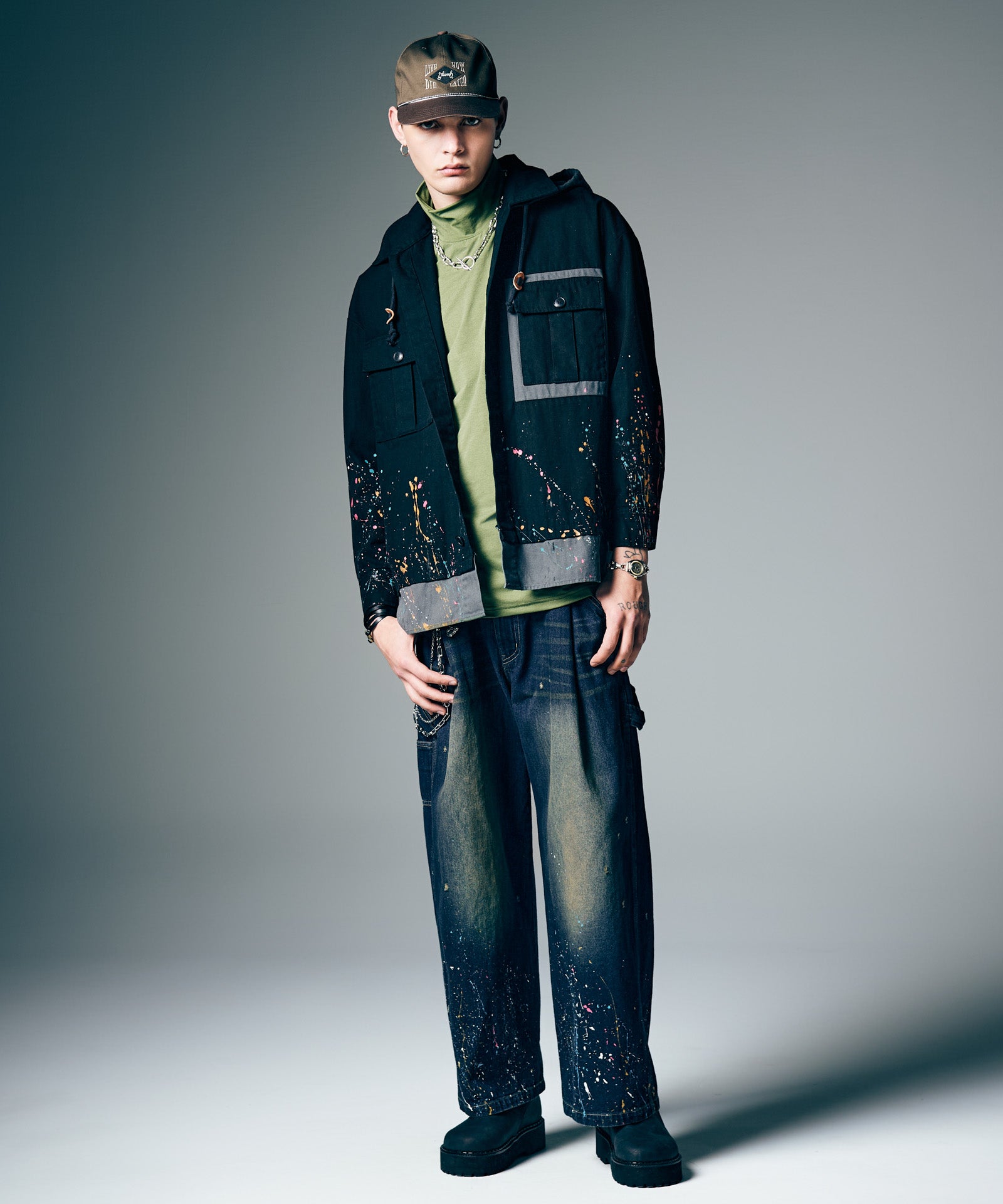 GB0226/SH02 : Remake Hood Military Shirt / リメイクフード