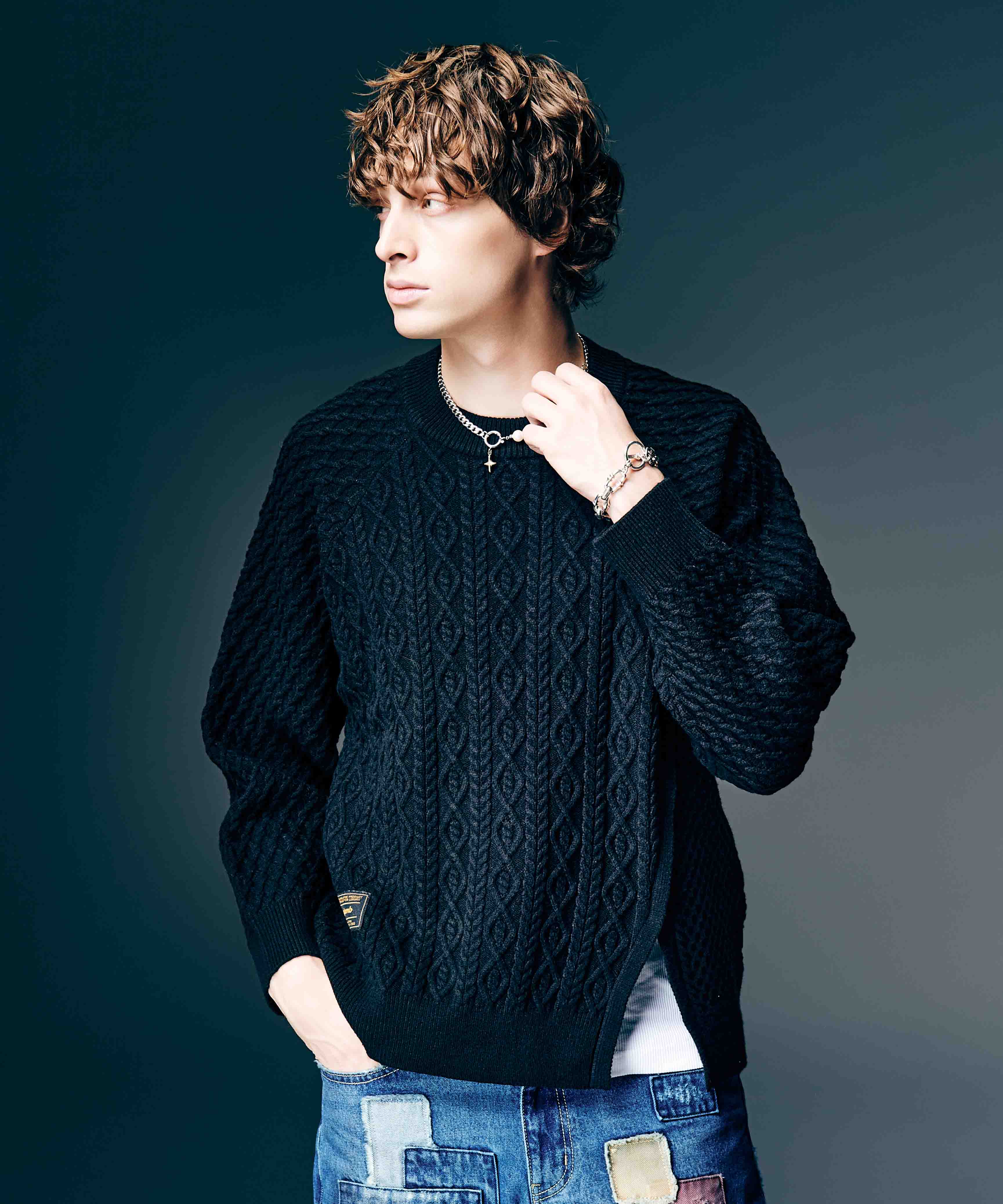 GB0126/KNT07 : Asymmetry Cable Knit / アシンメトリーケーブルニット