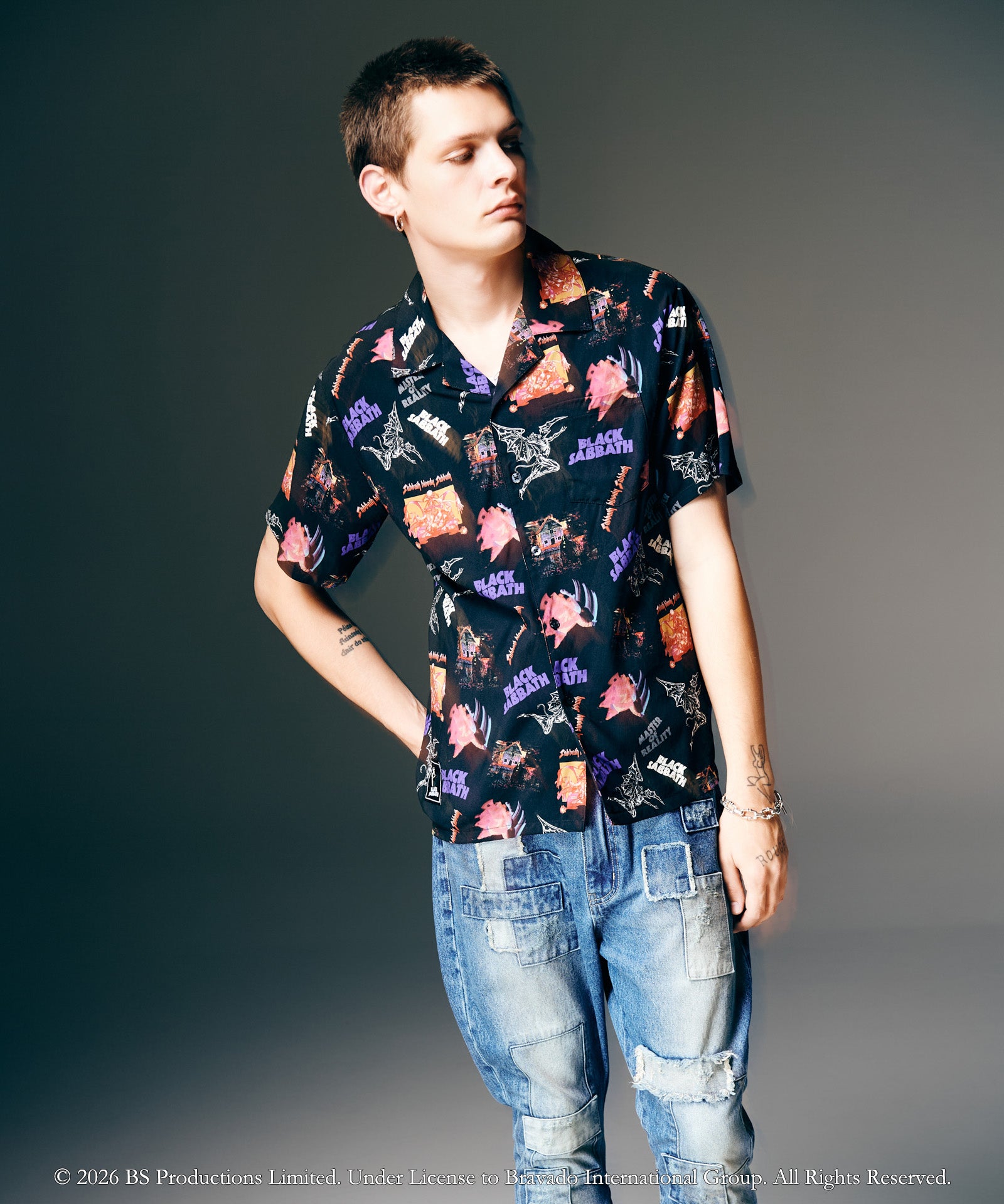 GB0126/SH01 : Black Sabbath Open Collar Shirt / ブラックサバス