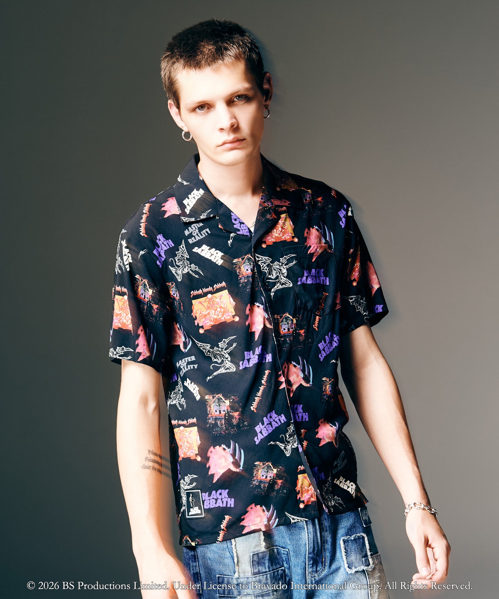 GB0126/SH01 : Black Sabbath Open Collar Shirt / ブラックサバス