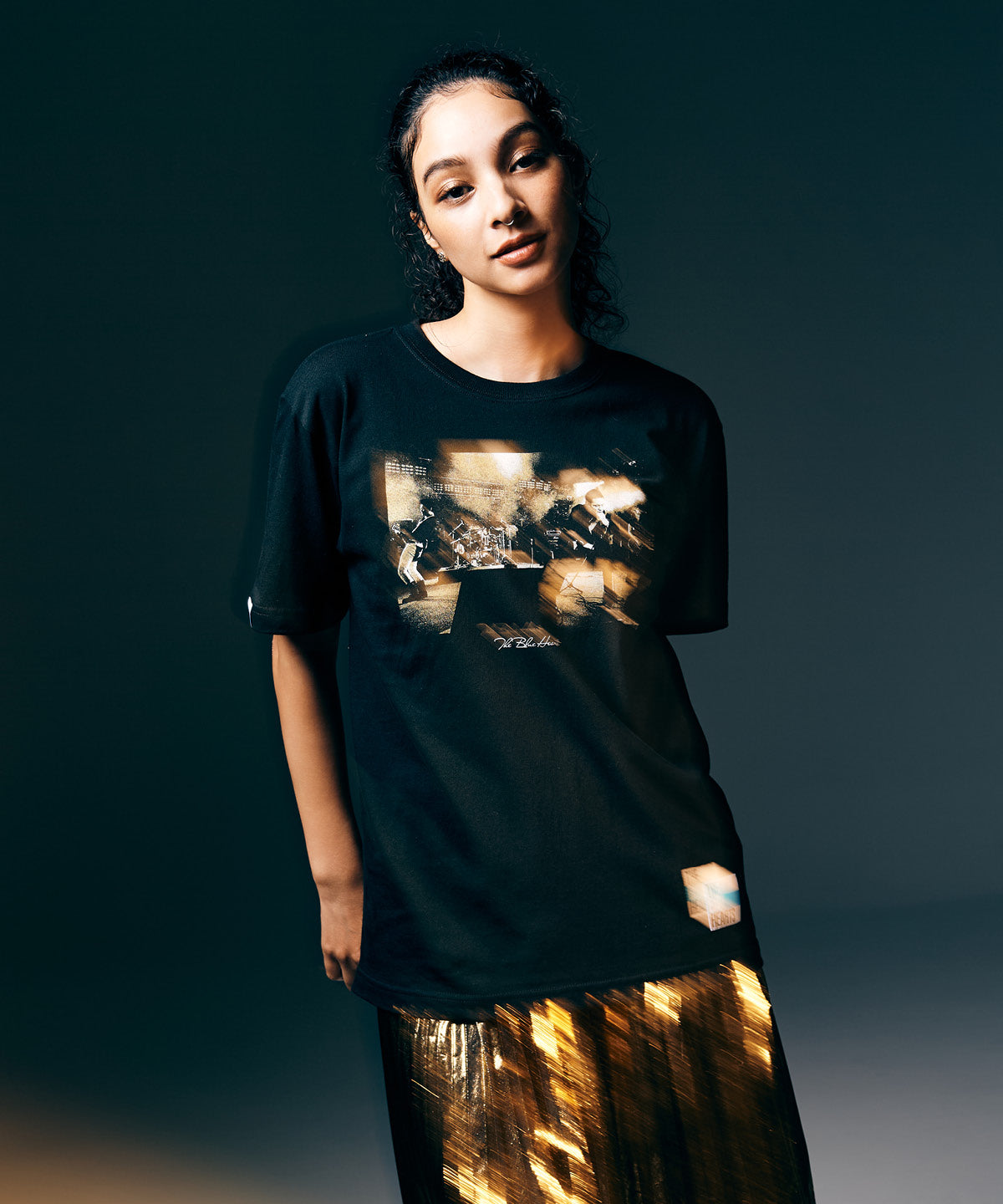 GB0325/BH03 : THE BLUE HEARTS Gold Print T-Shirt / ザ