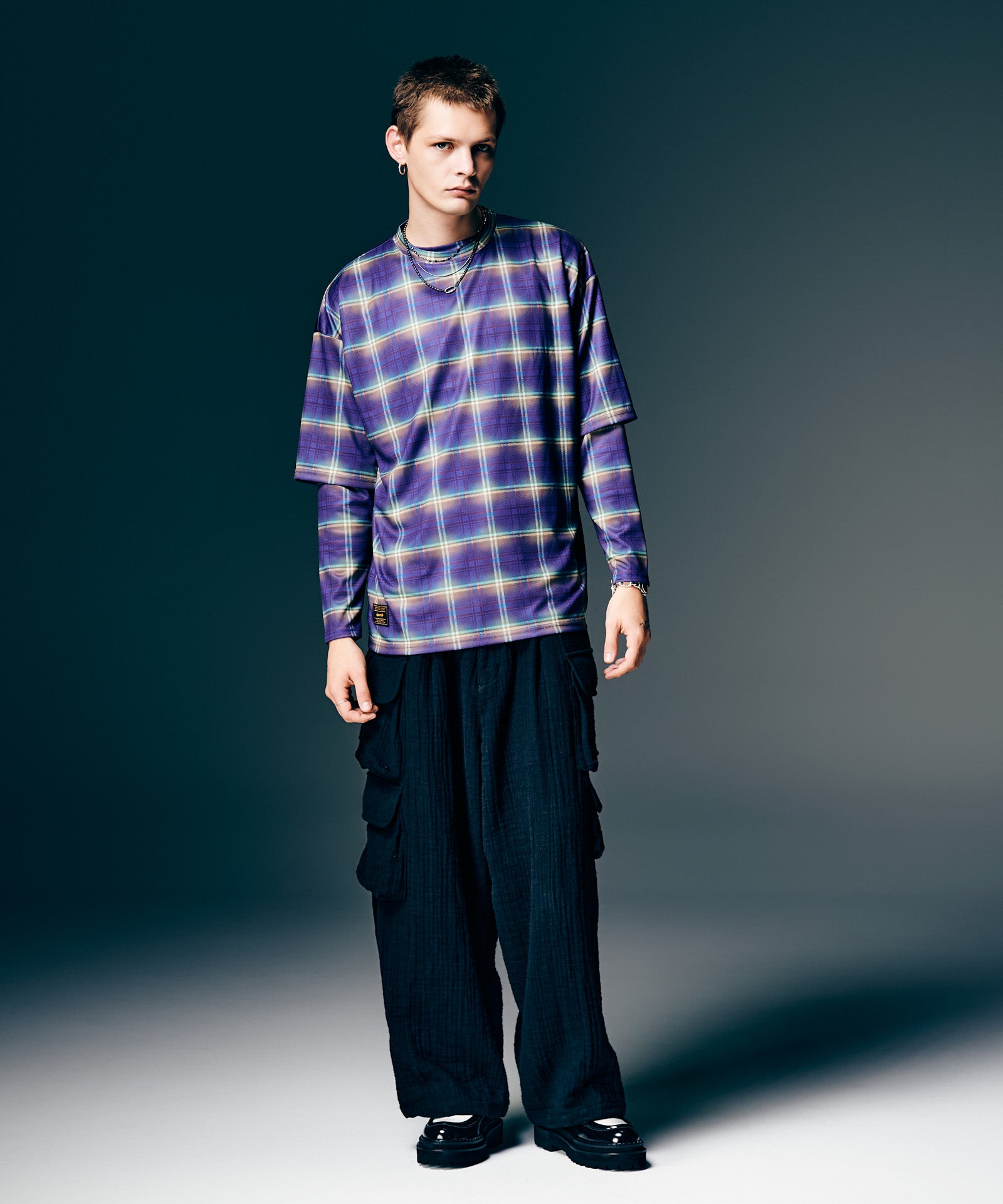 GB0126/CS09 : Tech Mesh Check T-Shirt / テックメッシュチェックT