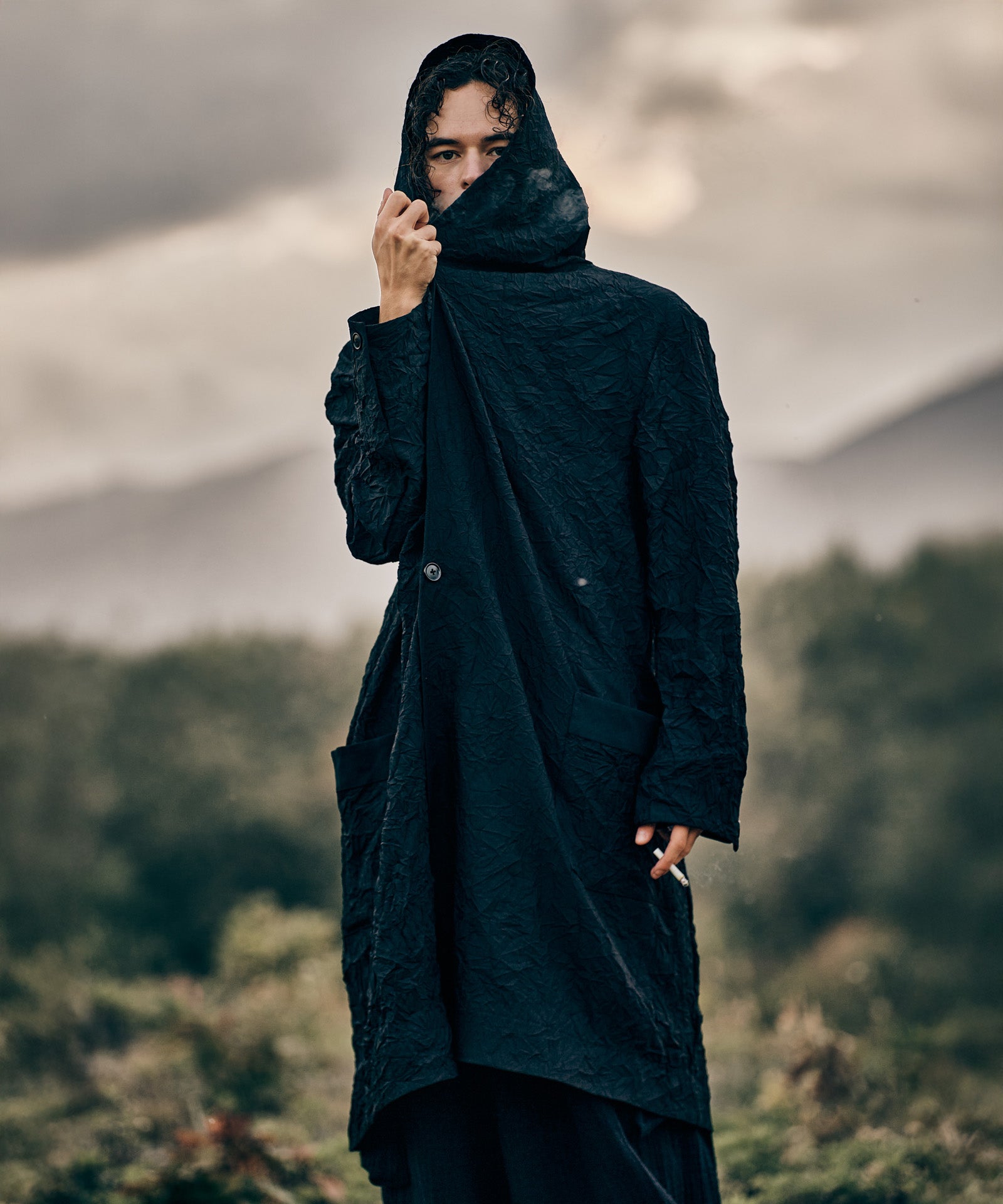 GB0126/JKT04 : Crinkle Shawl Collar Coat / クリンクルショール