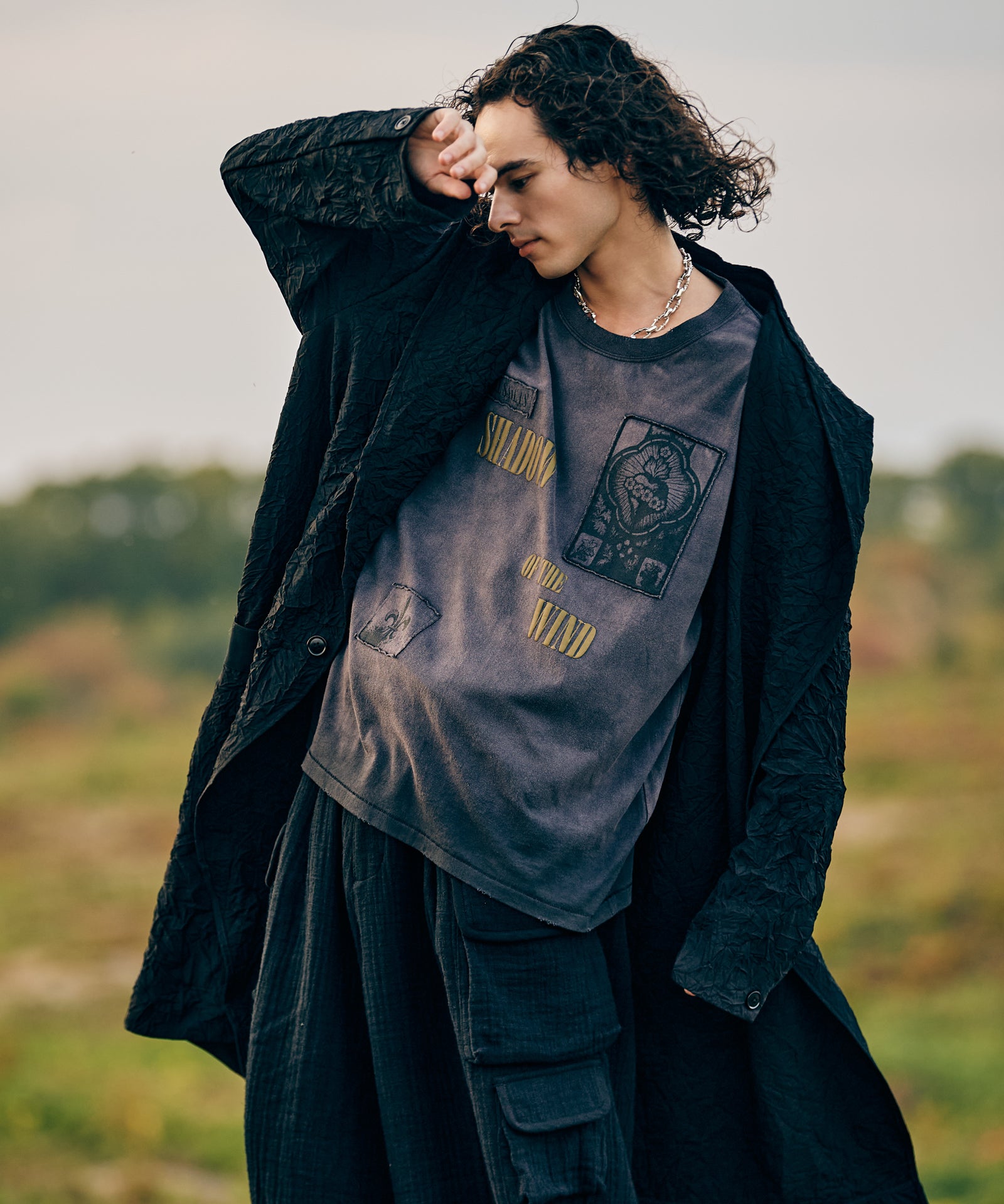 GB0126/JKT04 : Crinkle Shawl Collar Coat / クリンクルショール