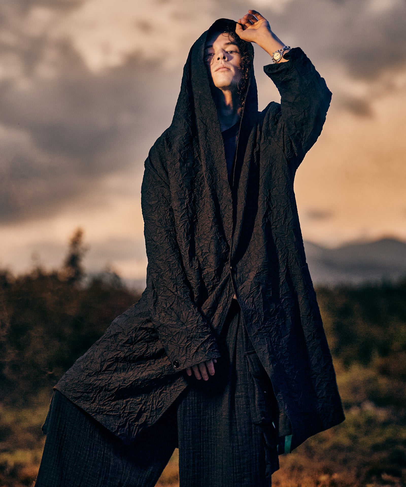 GB0126/JKT04 : Crinkle Shawl Collar Coat / クリンクルショール