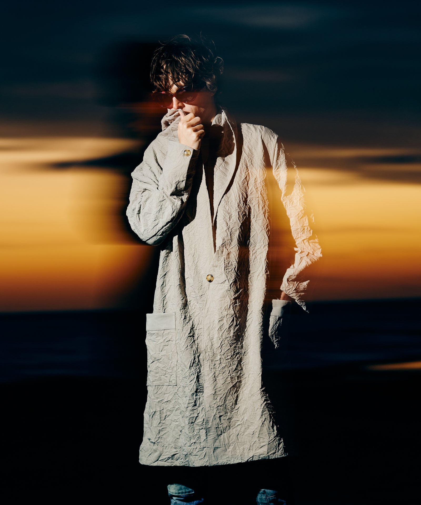 GB0126/JKT04 : Crinkle Shawl Collar Coat / クリンクルショール