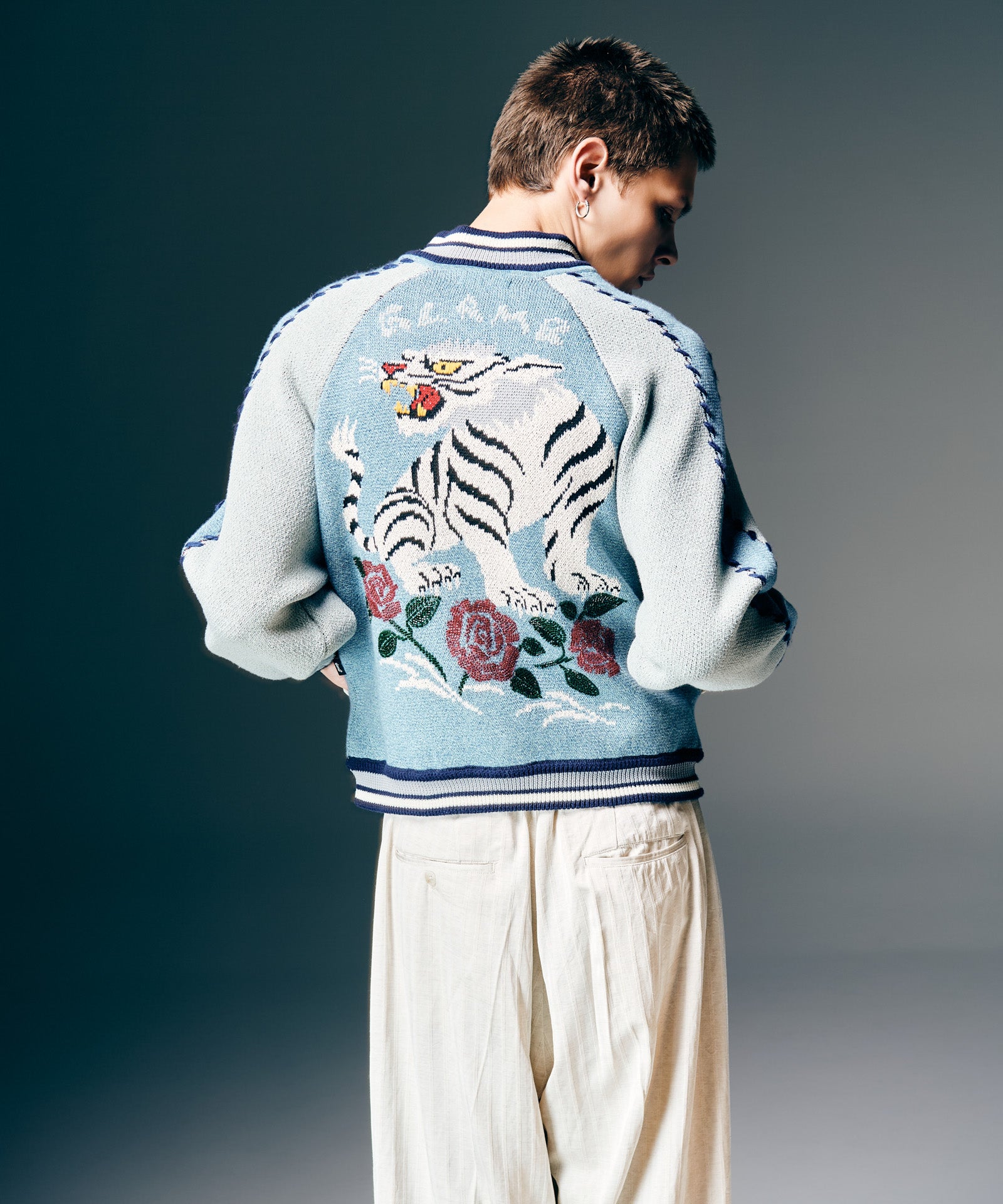 GB0126/JKT05 : White Tiger Knit Ska Jumper / ホワイトタイガー