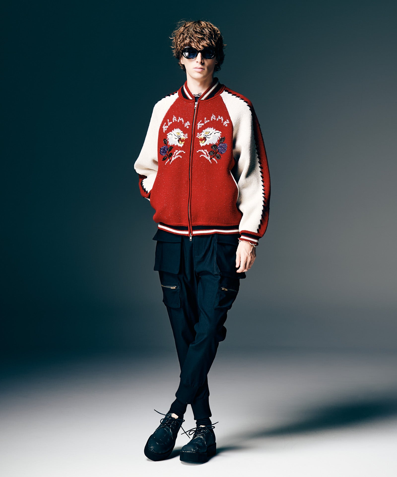 GB0126/JKT05 : White Tiger Knit Ska Jumper / ホワイトタイガー