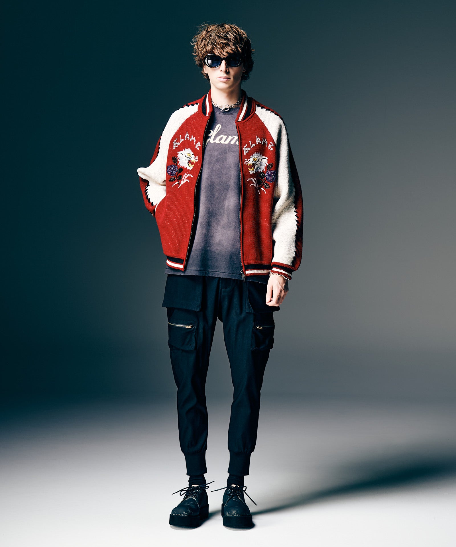 GB0126/JKT05 : White Tiger Knit Ska Jumper / ホワイトタイガー